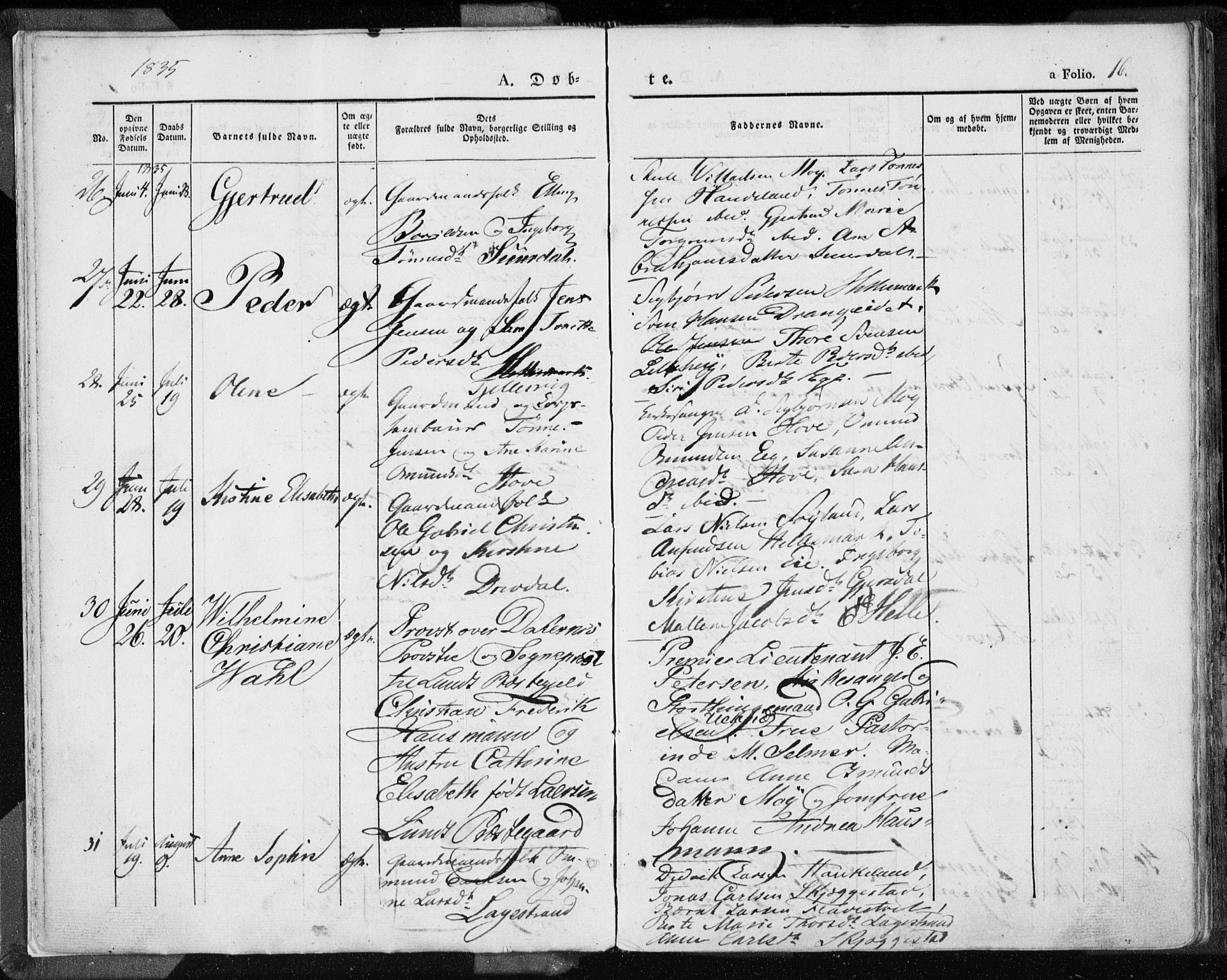 Lund sokneprestkontor, AV/SAST-A-101809/S06/L0007: Parish register (official) no. A 7.1, 1833-1854, p. 16