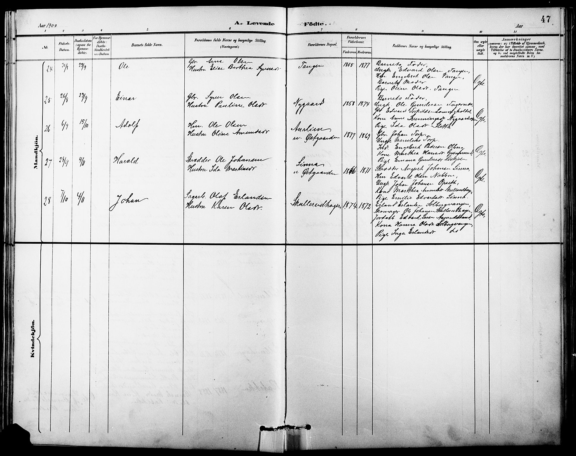 Vinger prestekontor, AV/SAH-PREST-024/H/Ha/Hab/L0004: Parish register (copy) no. 4, 1895-1920, p. 47