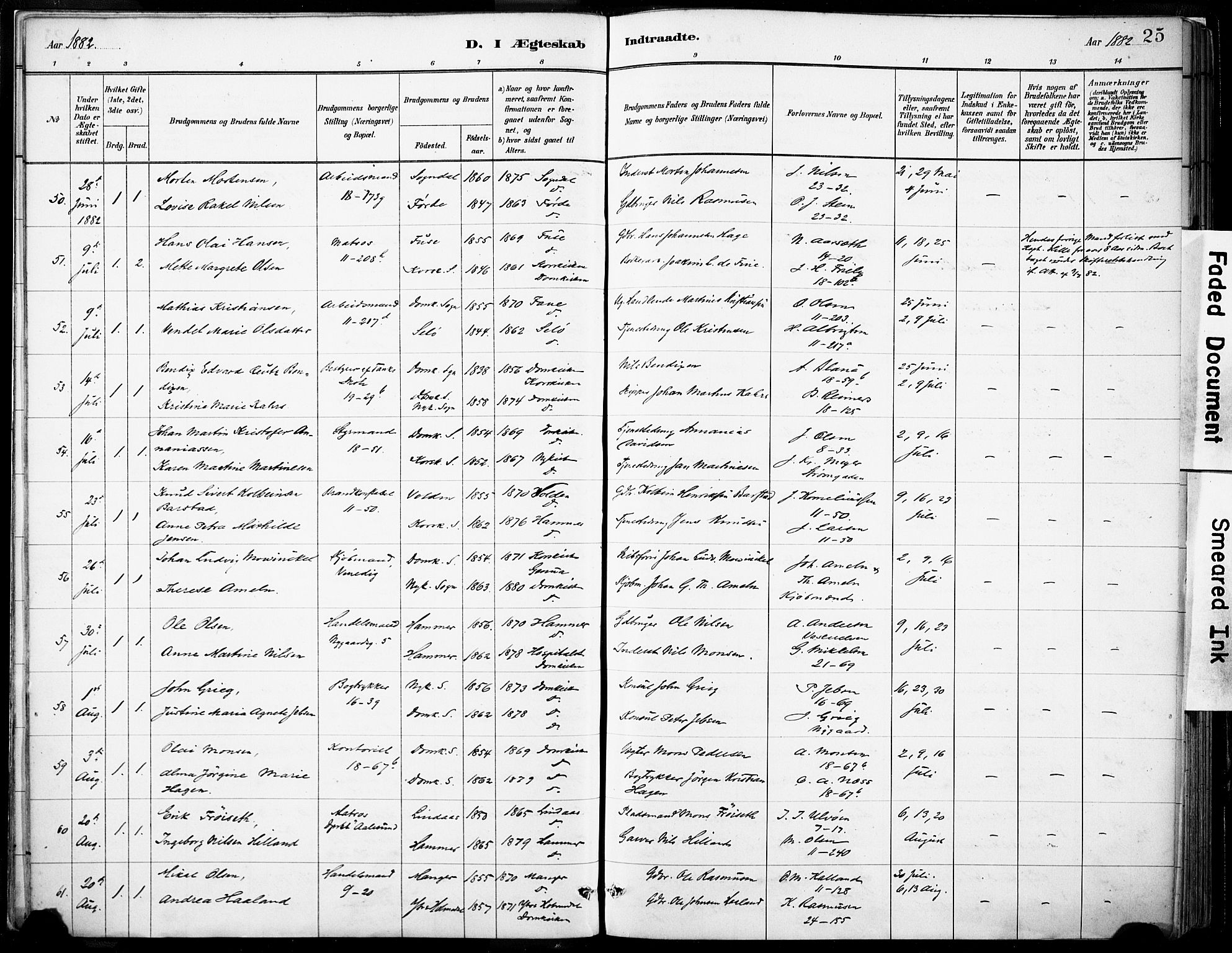 Domkirken sokneprestembete, AV/SAB-A-74801/H/Haa/L0037: Parish register (official) no. D 4, 1880-1907, p. 25