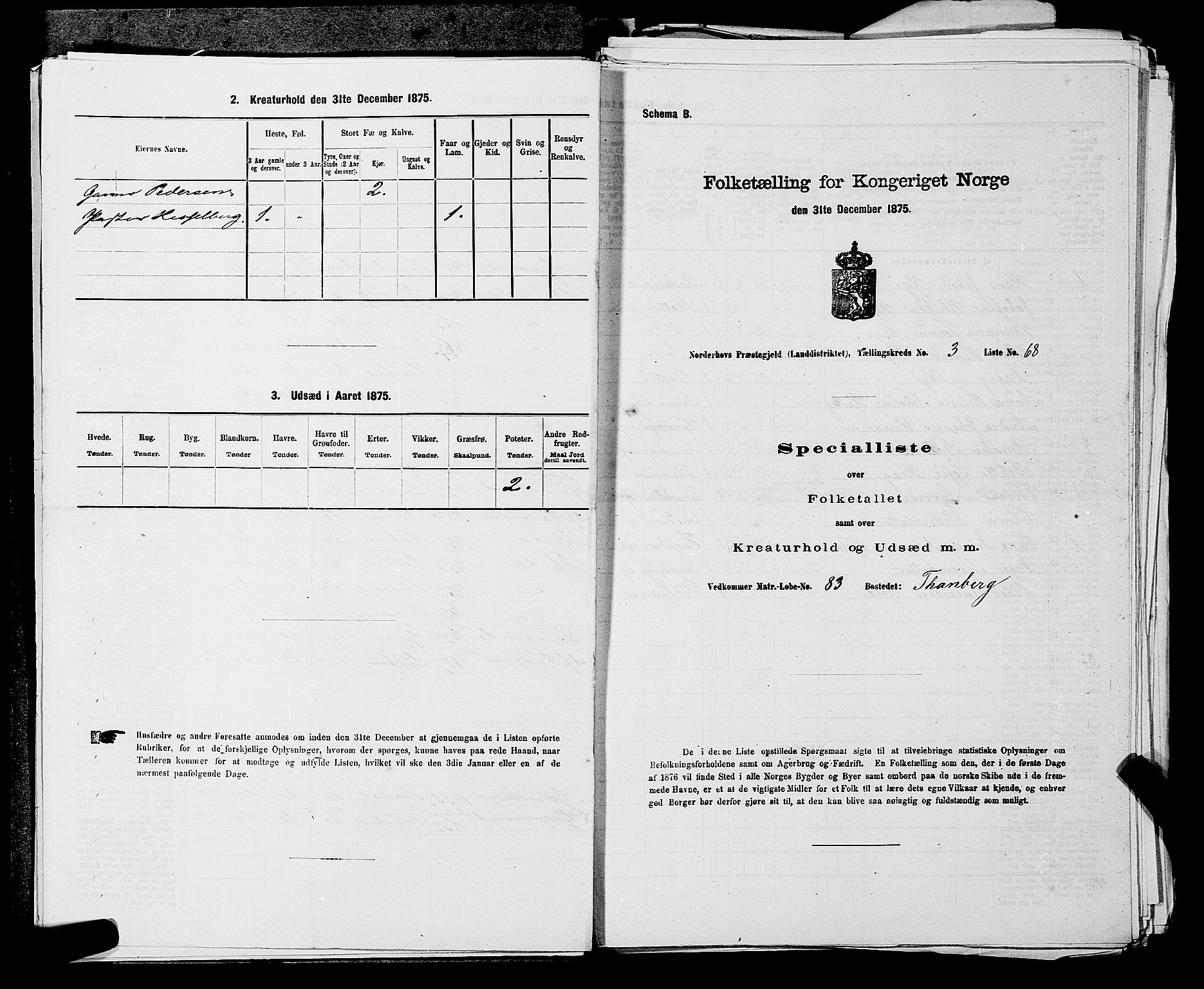 SAKO, 1875 census for 0613L Norderhov/Norderhov, Haug og Lunder, 1875, p. 526