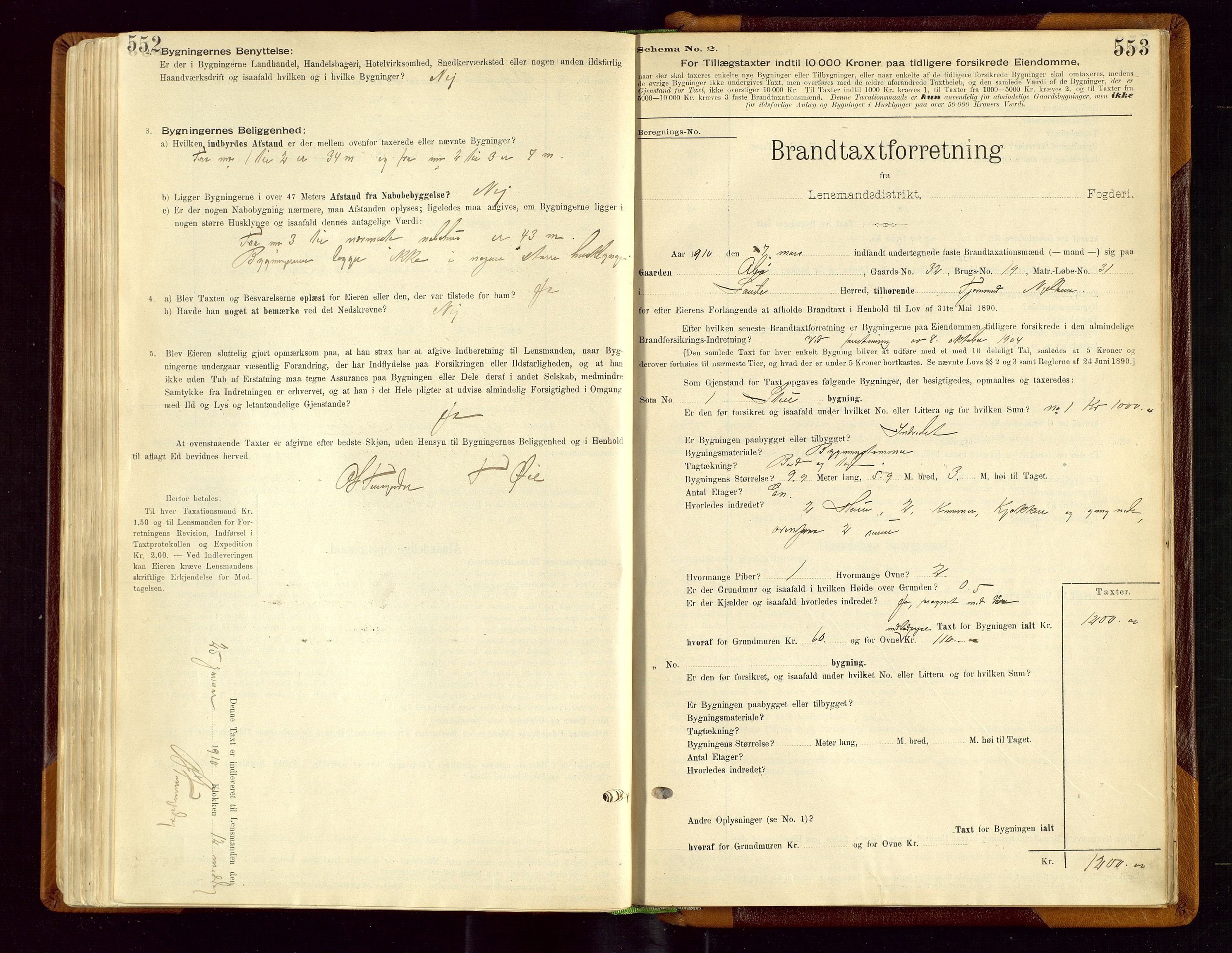 Sauda lensmannskontor, SAST/A-100177/Gob/L0001: Branntakstprotokoll - skjematakst, 1894-1914, p. 552-553