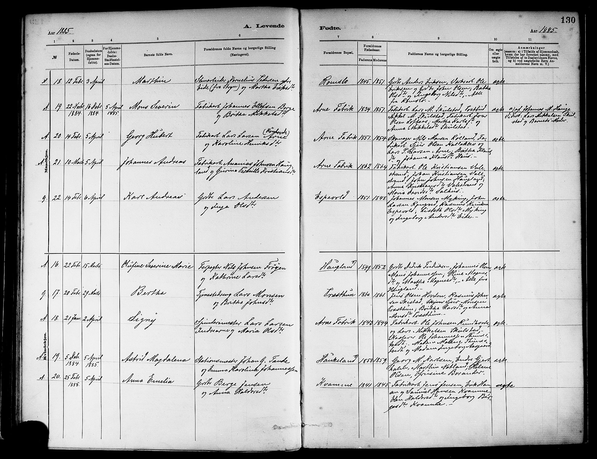 Haus sokneprestembete, AV/SAB-A-75601/H/Haa: Parish register (official) no. A 19I, 1878-1886, p. 130