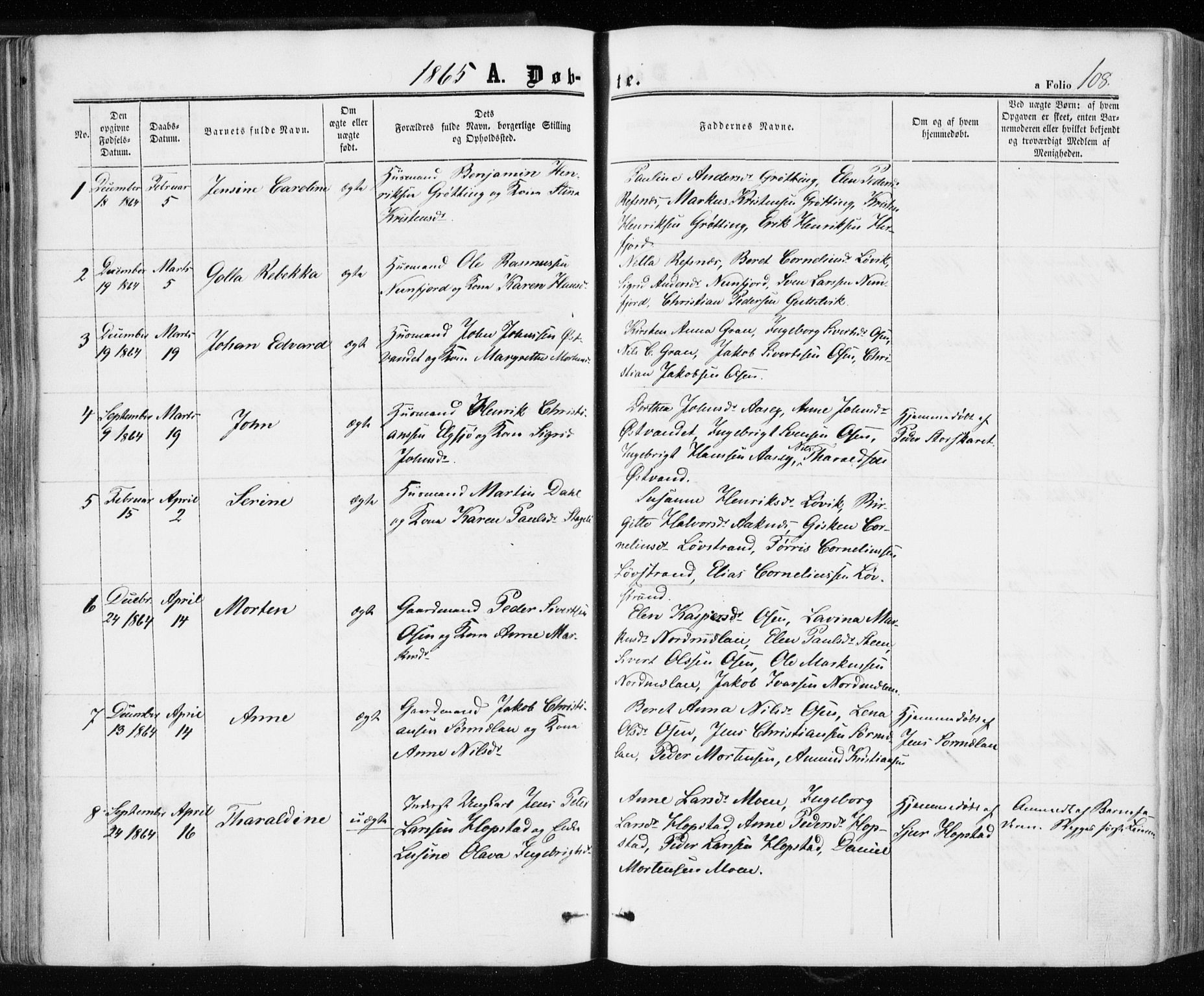 Ministerialprotokoller, klokkerbøker og fødselsregistre - Sør-Trøndelag, SAT/A-1456/657/L0705: Parish register (official) no. 657A06, 1858-1867, p. 108