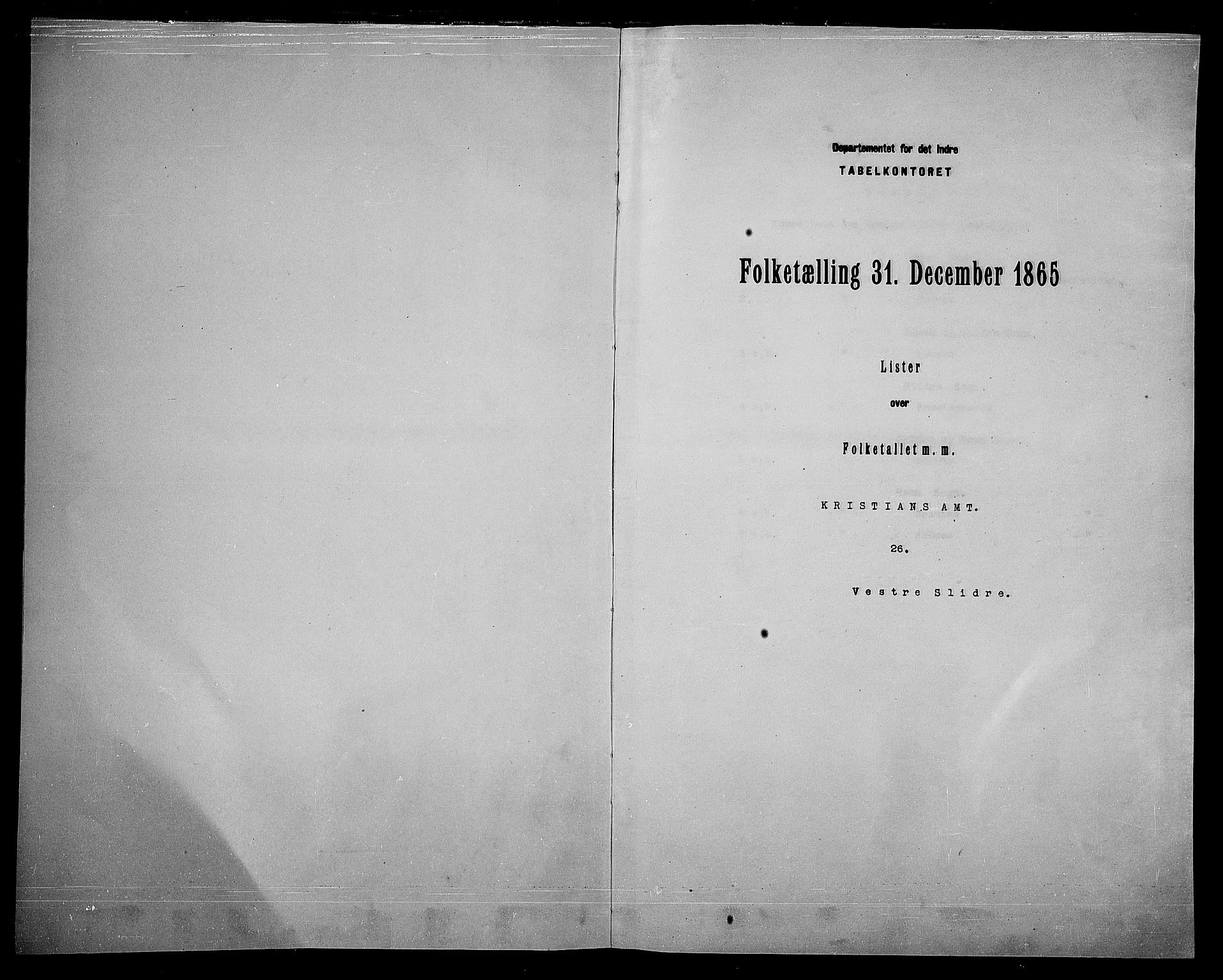 RA, 1865 census for Vestre Slidre, 1865, p. 3
