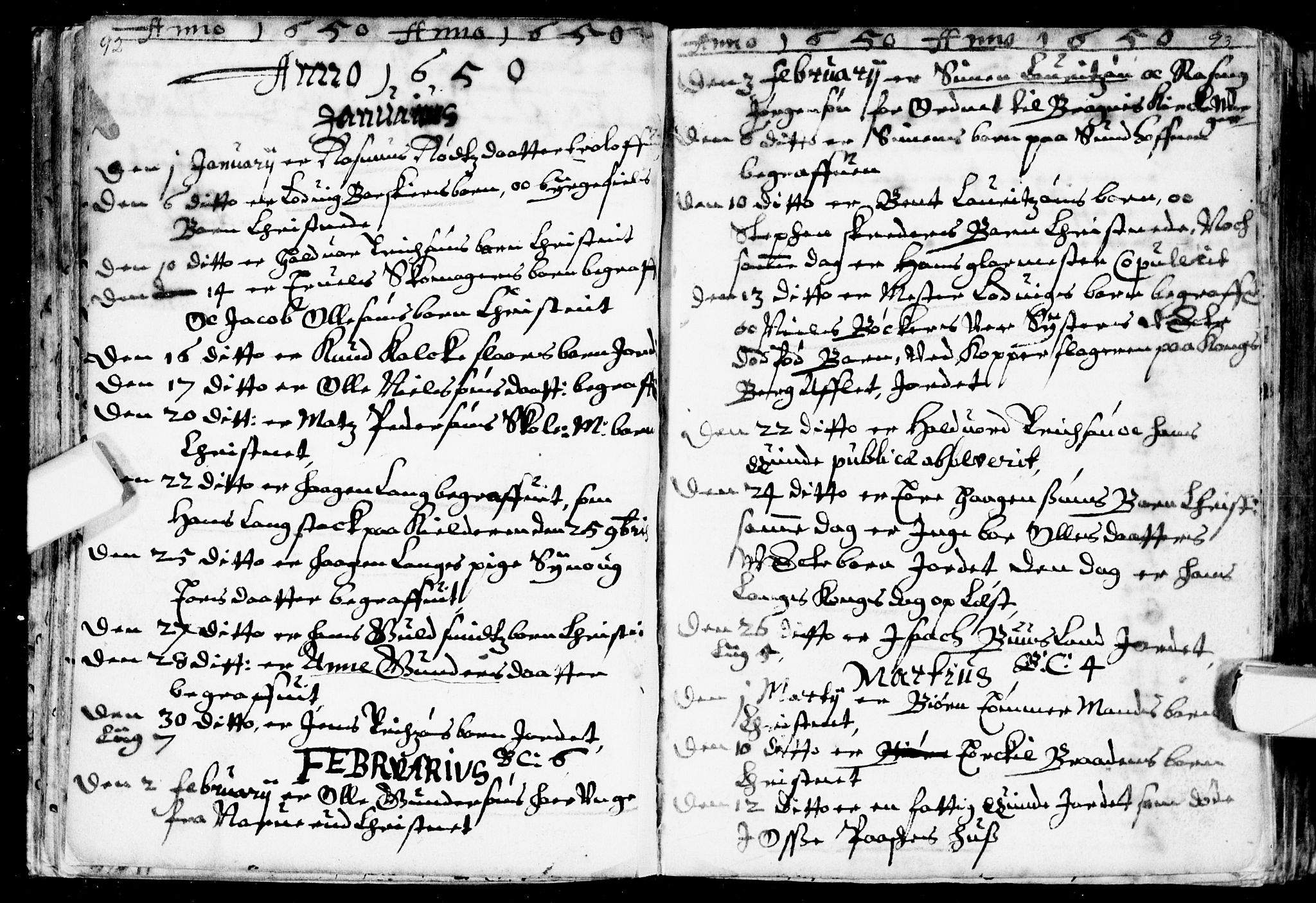 Bragernes kirkebøker, AV/SAKO-A-6/F/Fa/L0001: Parish register (official) no. I 1, 1634-1662, p. 92-93