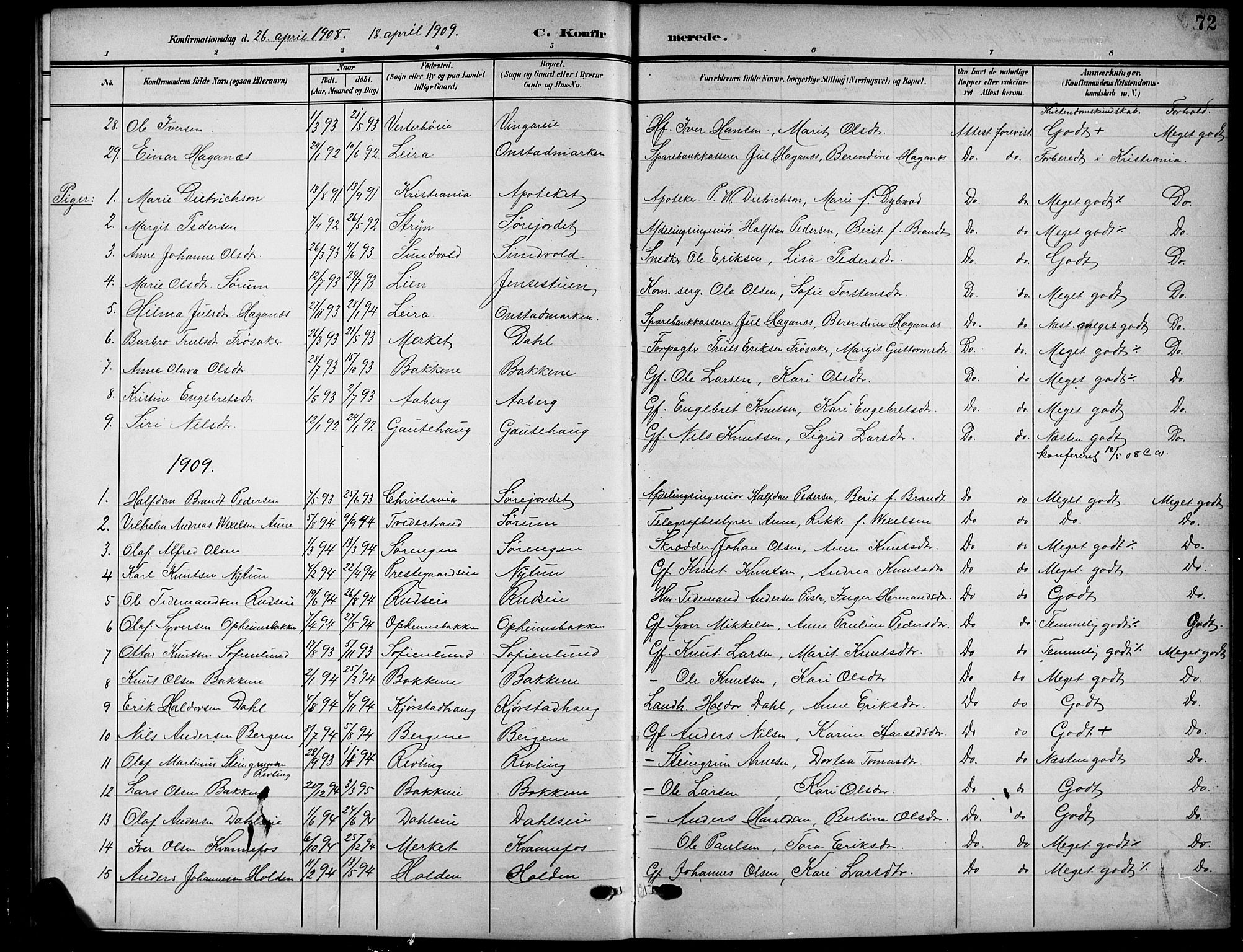 Nord-Aurdal prestekontor, SAH/PREST-132/H/Ha/Hab/L0012: Parish register (copy) no. 12, 1907-1920, p. 72
