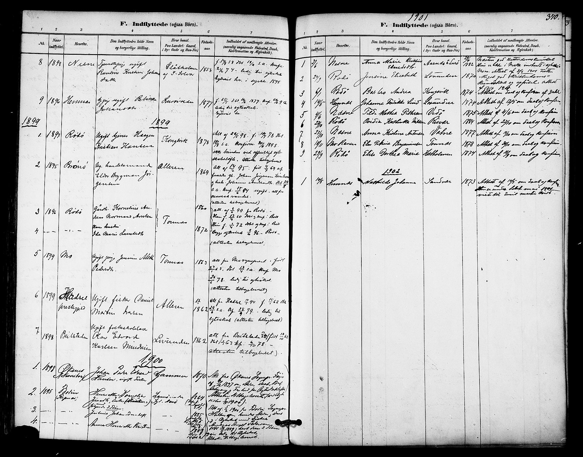 Ministerialprotokoller, klokkerbøker og fødselsregistre - Nordland, SAT/A-1459/839/L0568: Parish register (official) no. 839A05, 1880-1902, p. 370