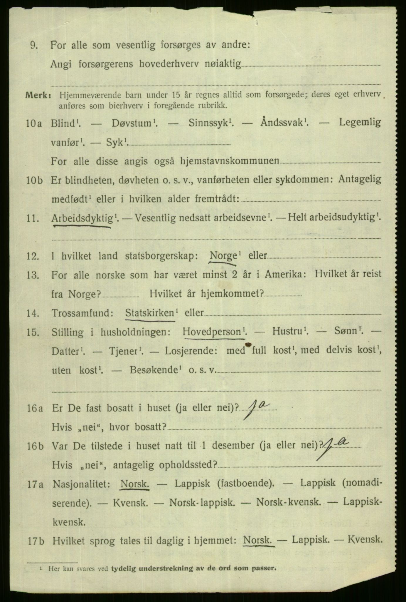 SATØ, 1920 census for Kvænangen, 1920, p. 601