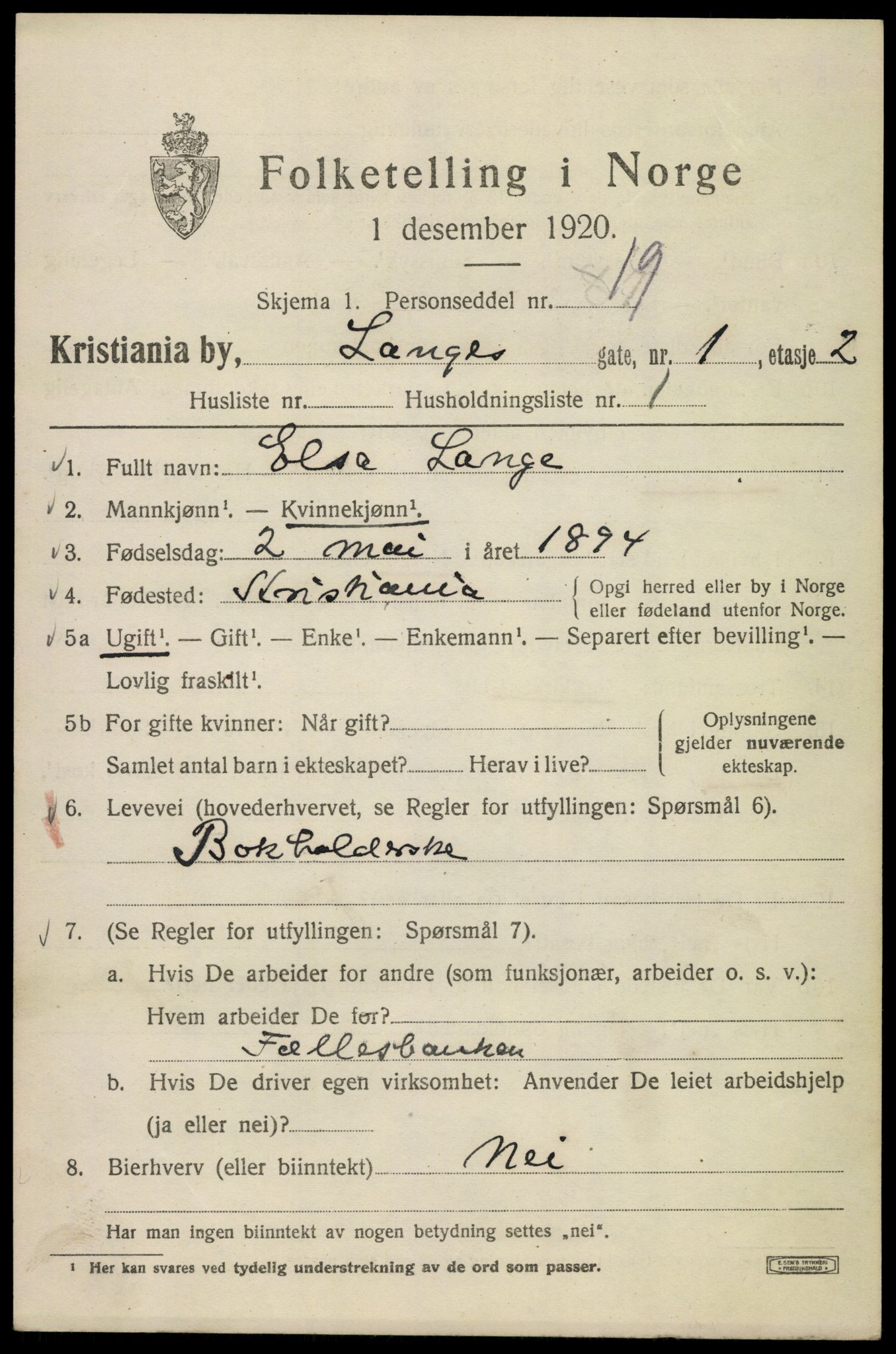 SAO, 1920 census for Kristiania, 1920, p. 358247