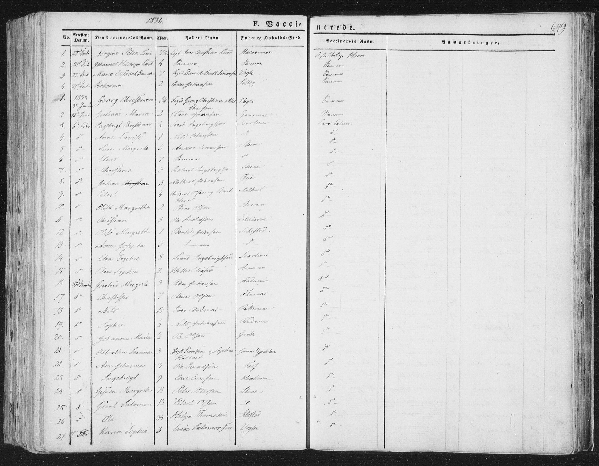 Ministerialprotokoller, klokkerbøker og fødselsregistre - Nord-Trøndelag, AV/SAT-A-1458/764/L0552: Parish register (official) no. 764A07b, 1824-1865, p. 649