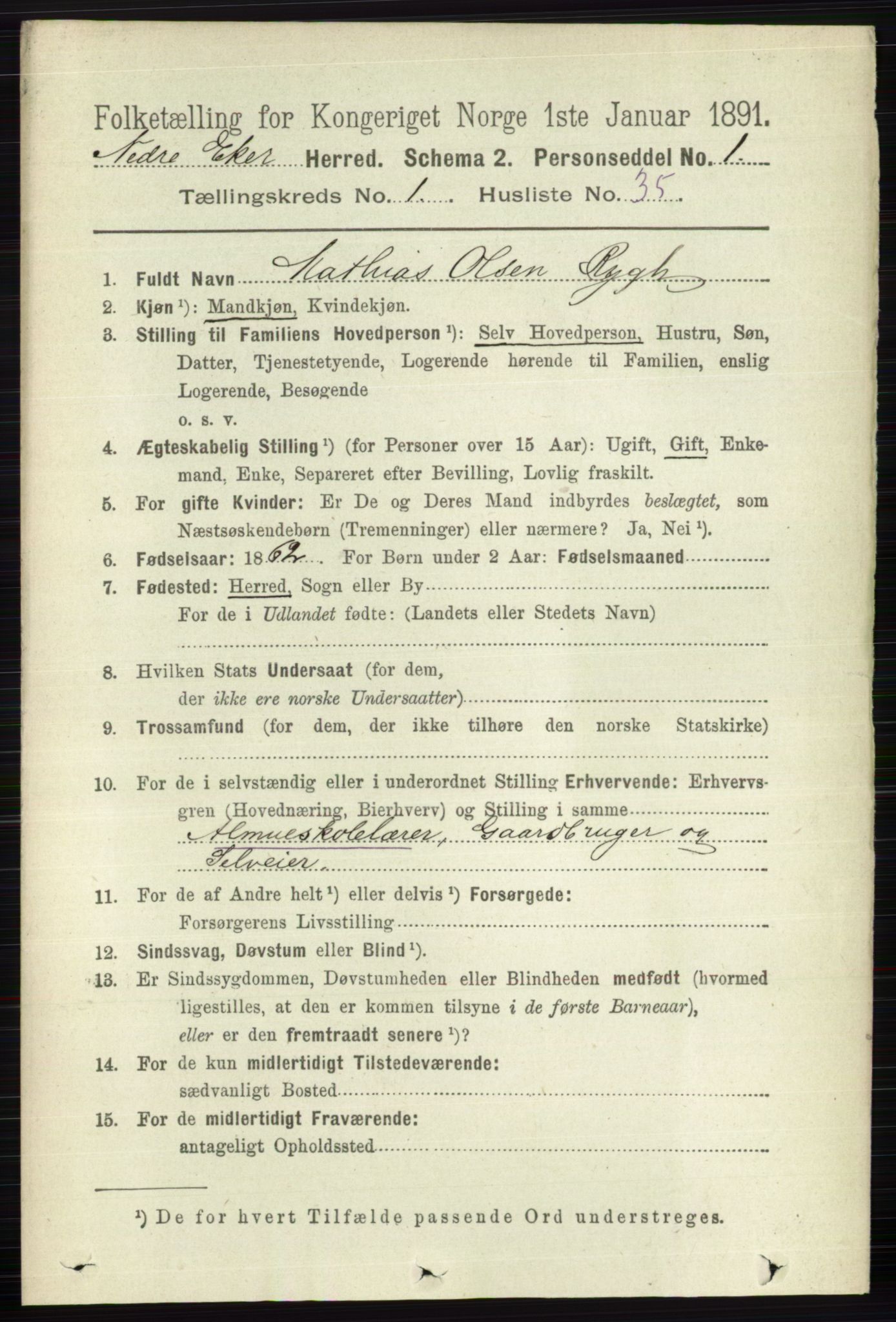 RA, 1891 census for 0625 Nedre Eiker, 1891, p. 265