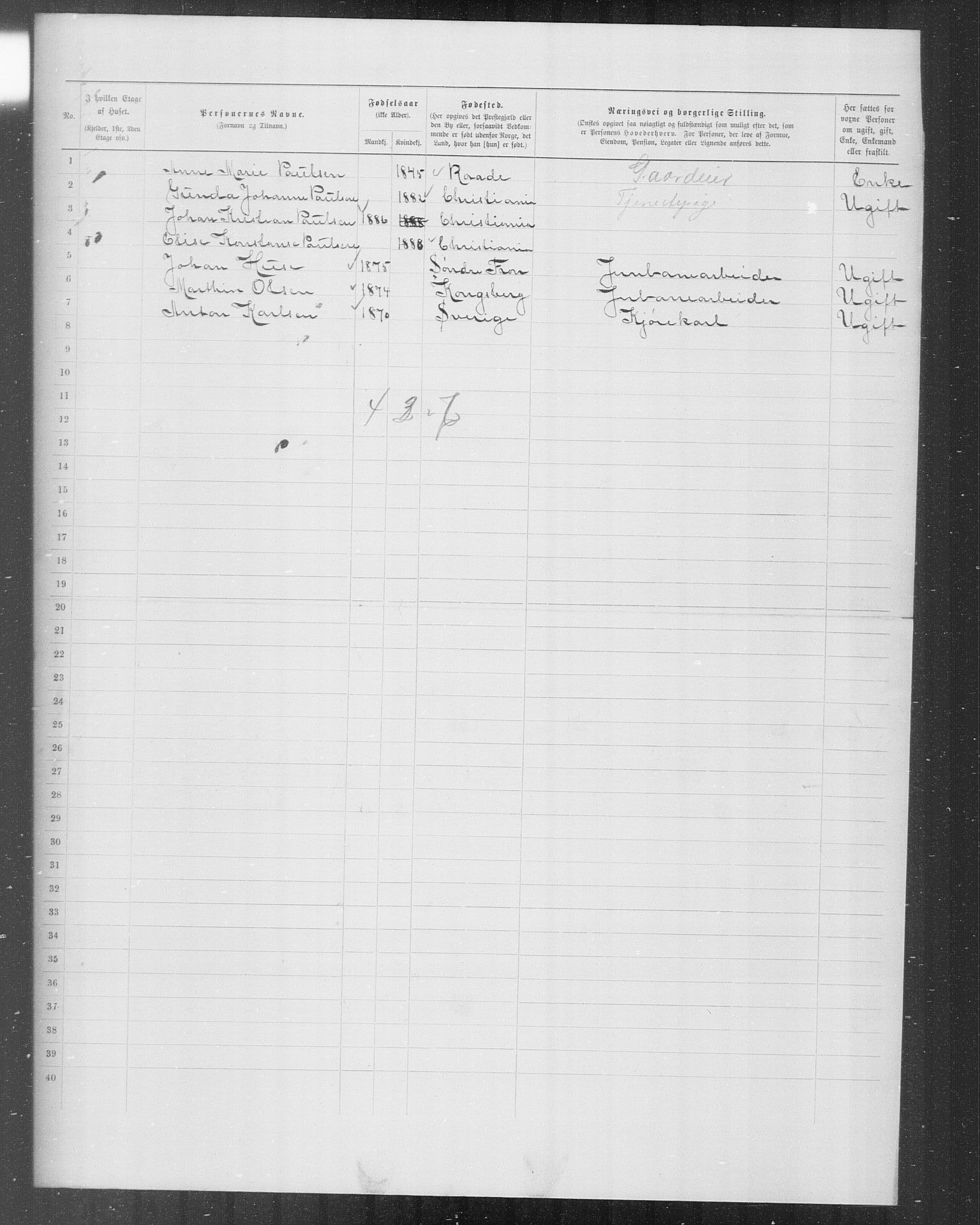 OBA, Municipal Census 1899 for Kristiania, 1899, p. 9115
