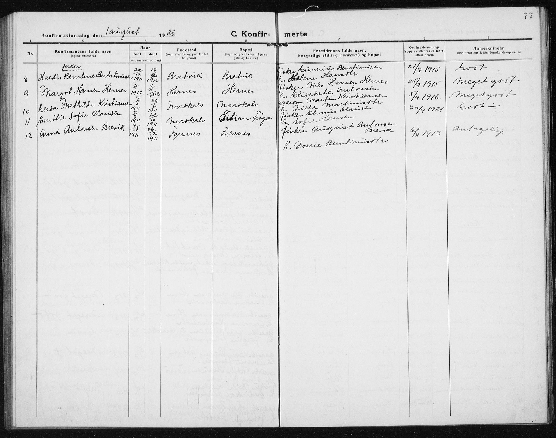 Ministerialprotokoller, klokkerbøker og fødselsregistre - Sør-Trøndelag, SAT/A-1456/635/L0554: Parish register (copy) no. 635C02, 1919-1942, p. 77