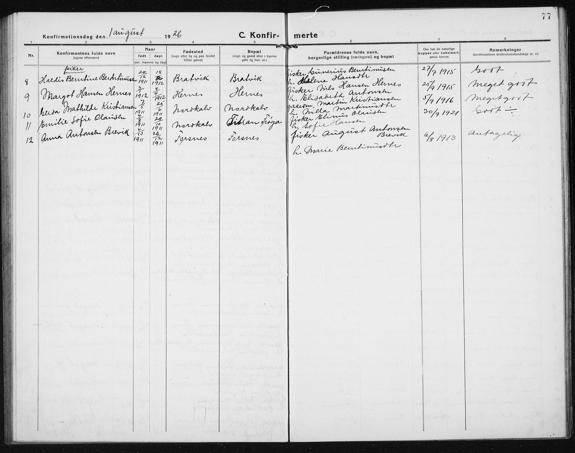 Ministerialprotokoller, klokkerbøker og fødselsregistre - Sør-Trøndelag, AV/SAT-A-1456/635/L0554: Parish register (copy) no. 635C02, 1919-1942, p. 77