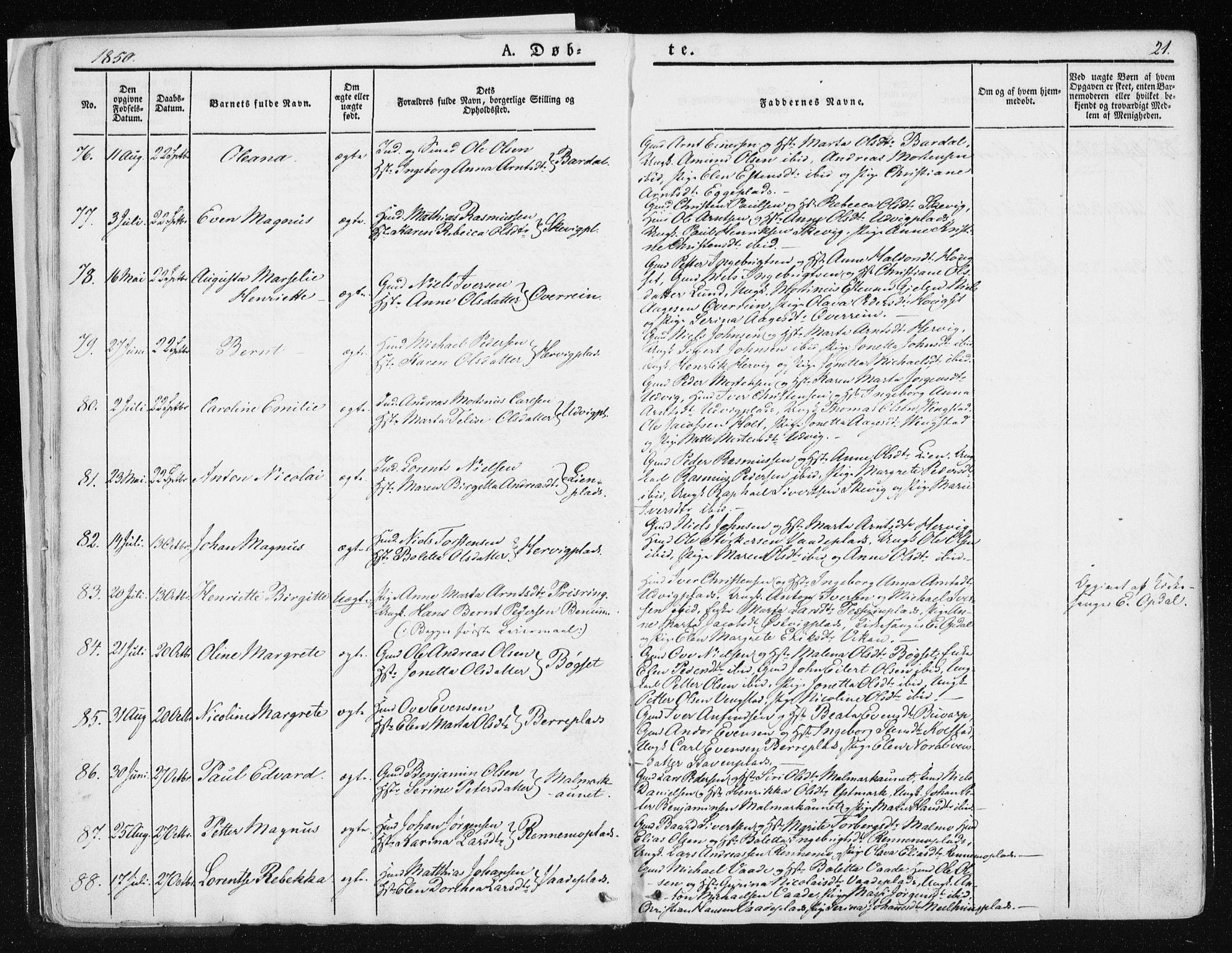 Ministerialprotokoller, klokkerbøker og fødselsregistre - Nord-Trøndelag, SAT/A-1458/741/L0393: Parish register (official) no. 741A07, 1849-1863, p. 21