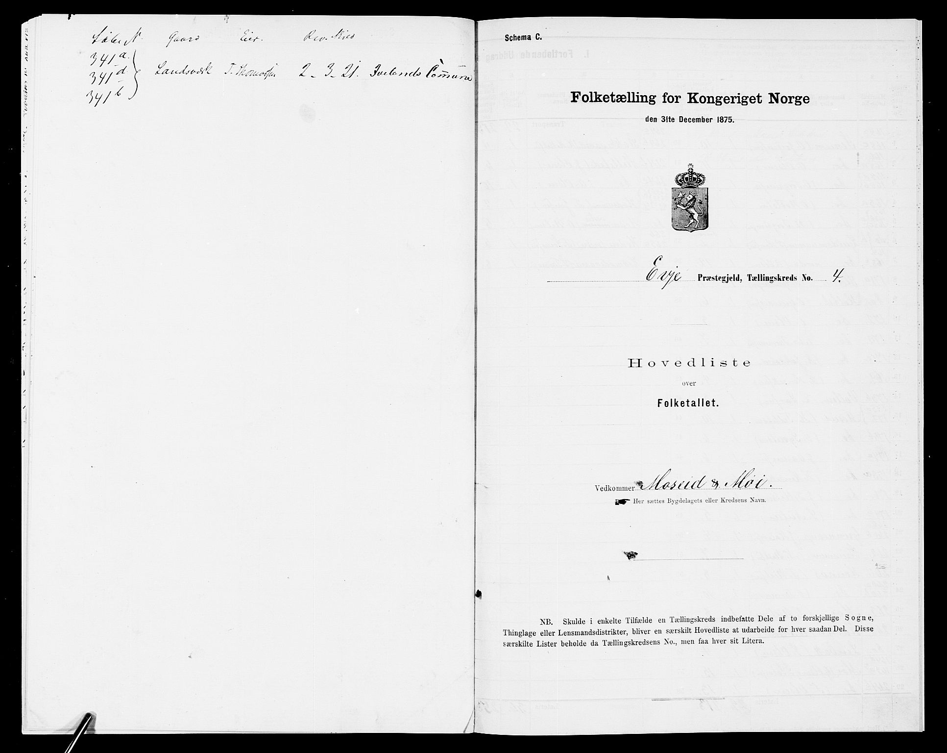 SAK, 1875 census for 0934P Evje, 1875, p. 303