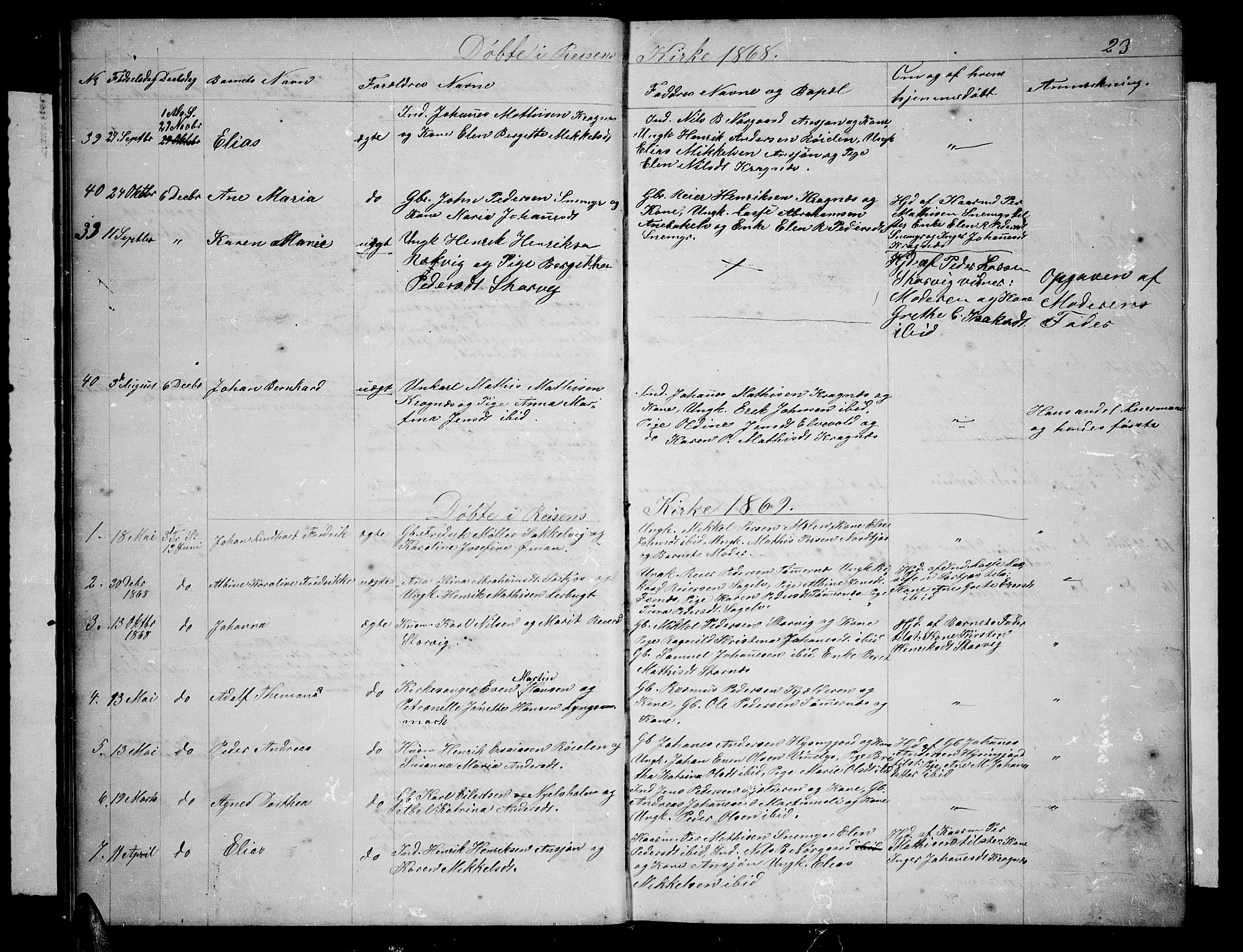 Skjervøy sokneprestkontor, AV/SATØ-S-1300/H/Ha/Hab/L0019klokker: Parish register (copy) no. 19, 1863-1877, p. 23