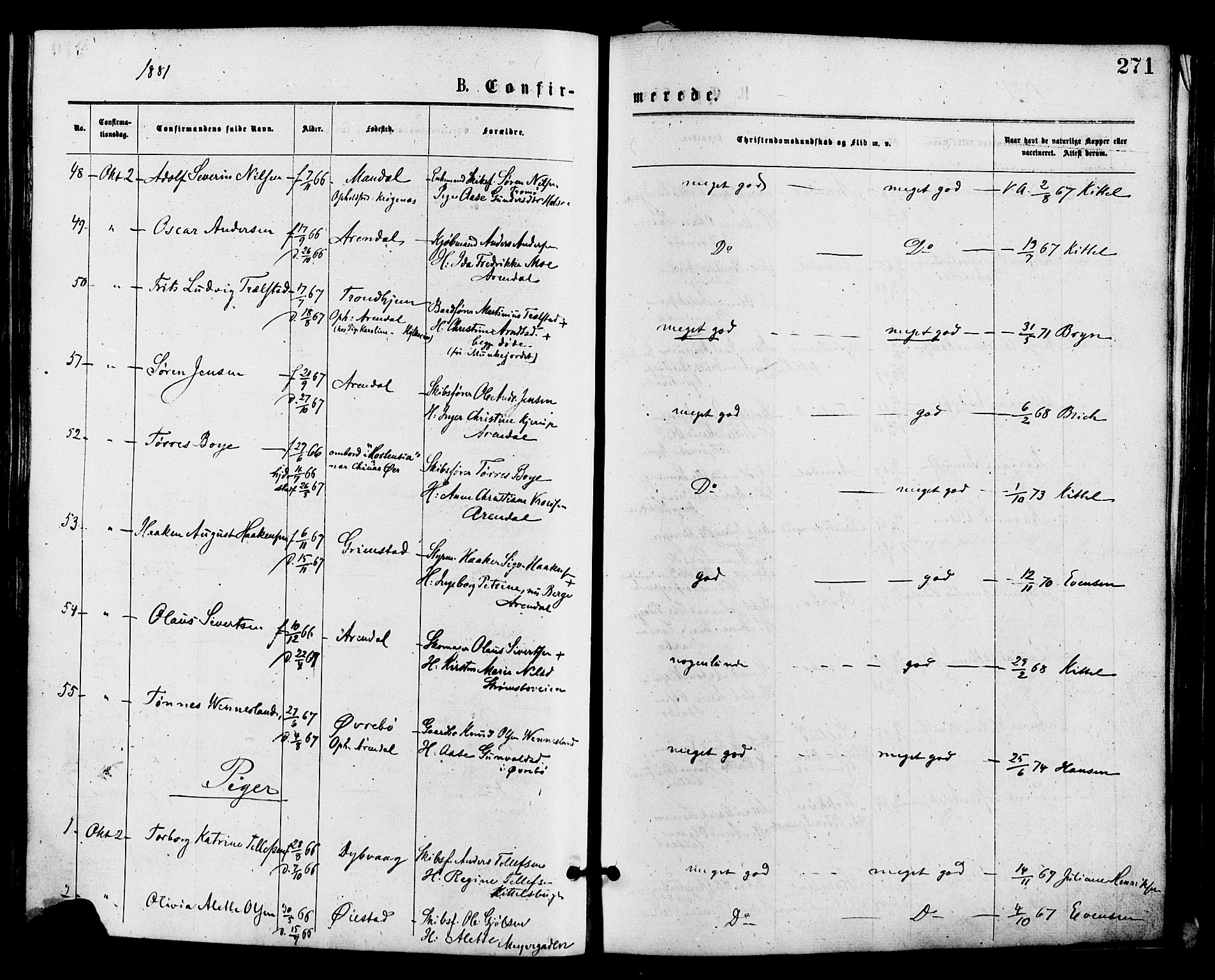 Barbu sokneprestkontor, AV/SAK-1111-0003/F/Fa/L0001: Parish register (official) no. A 1 /1, 1878-1883, p. 271