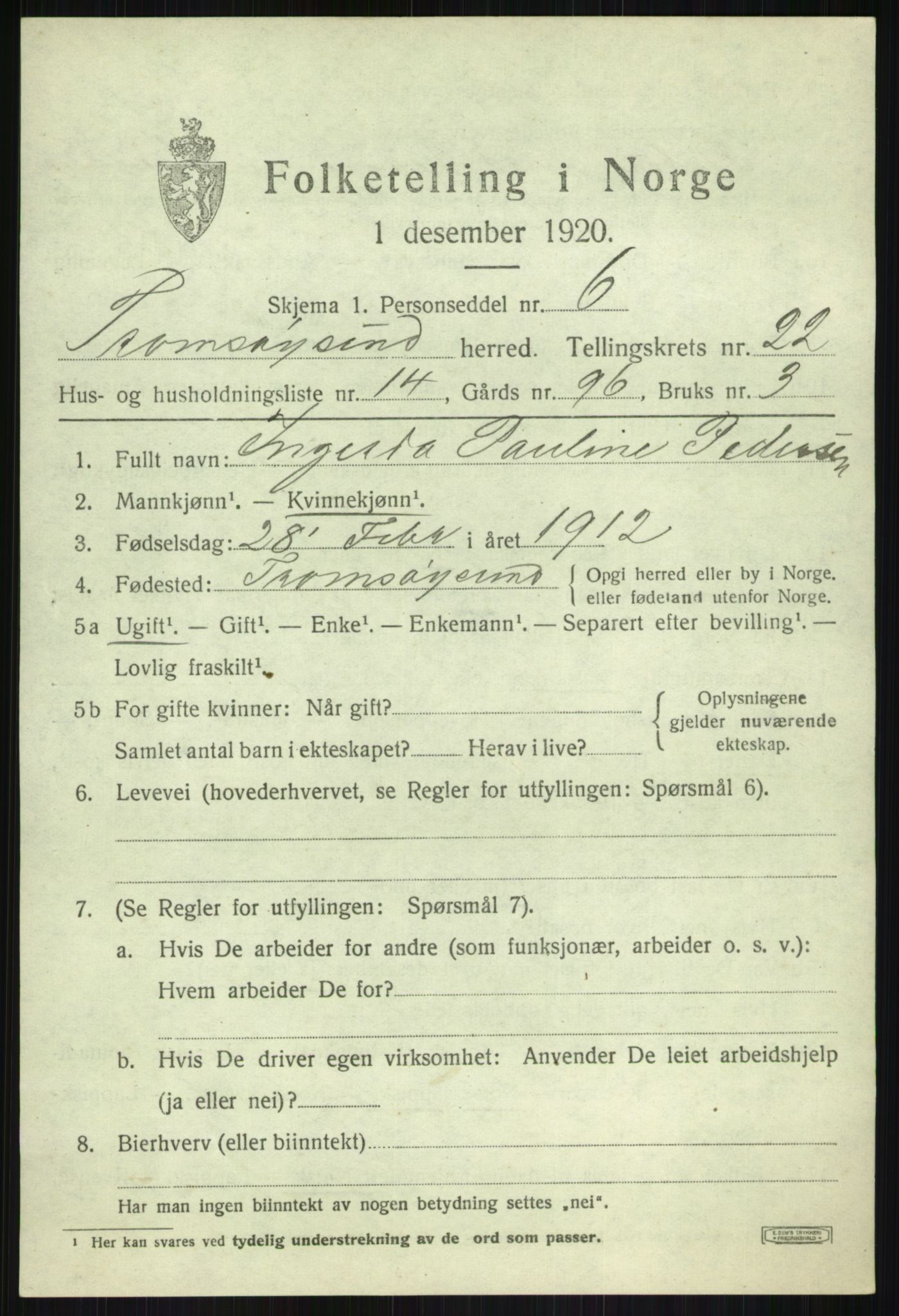 SATØ, 1920 census for Tromsøysund, 1920, p. 11472