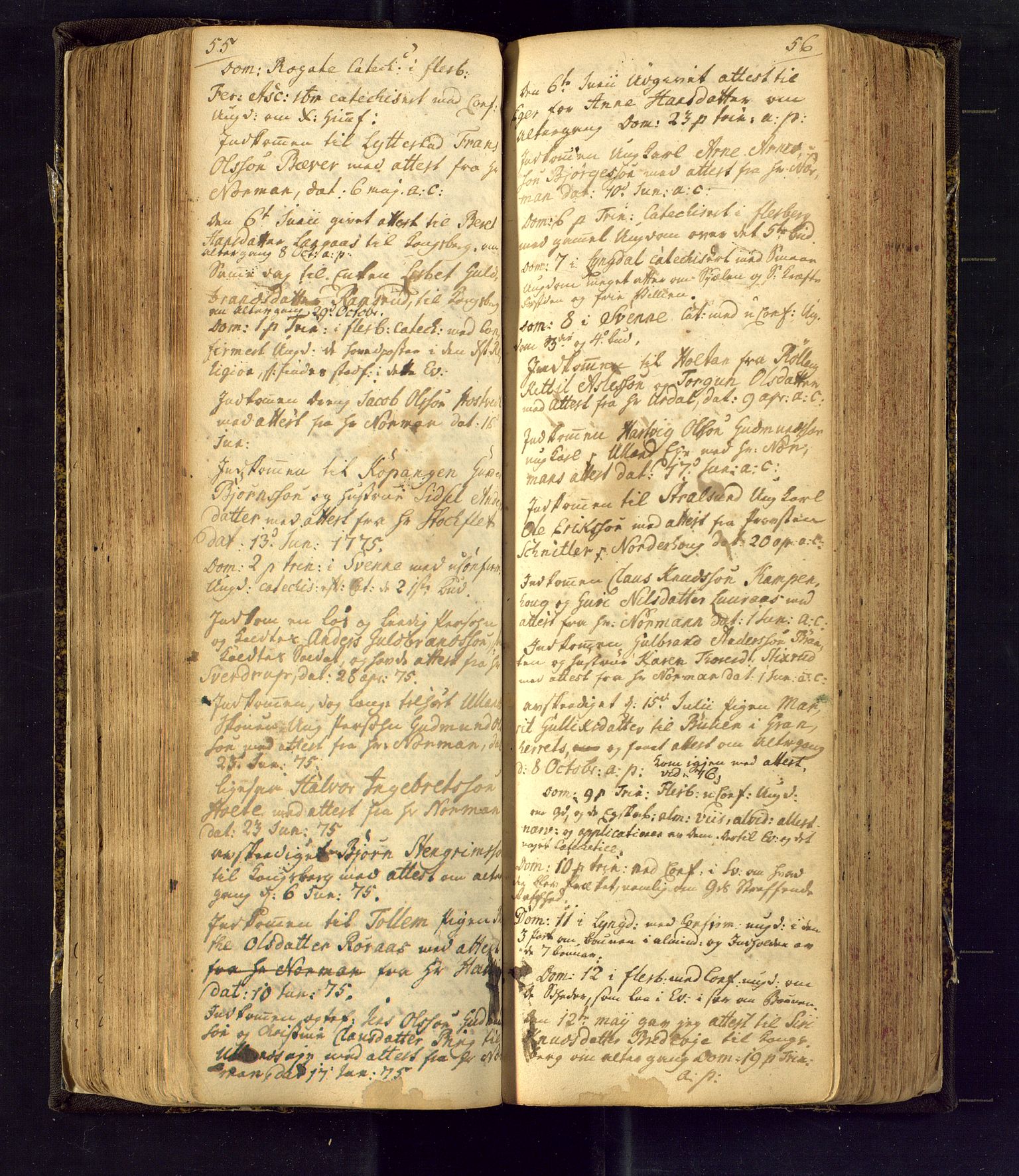 Flesberg kirkebøker, AV/SAKO-A-18/F/Fa/L0002: Parish register (official) no. I 2, 1726-1747, p. 55-56