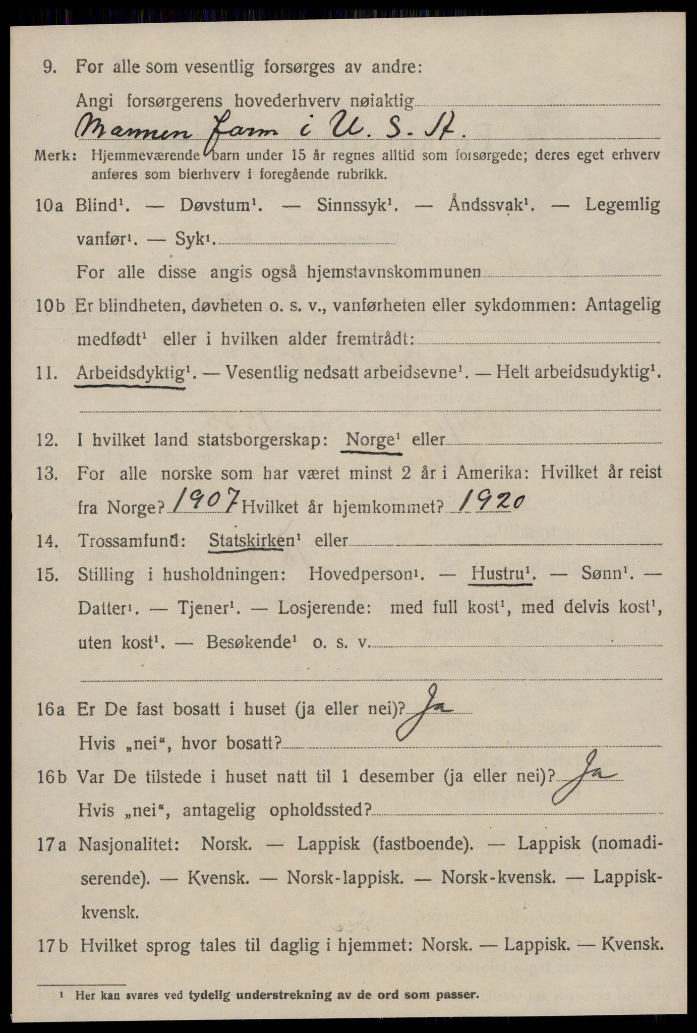 SAT, 1920 census for Selbu, 1920, p. 8883