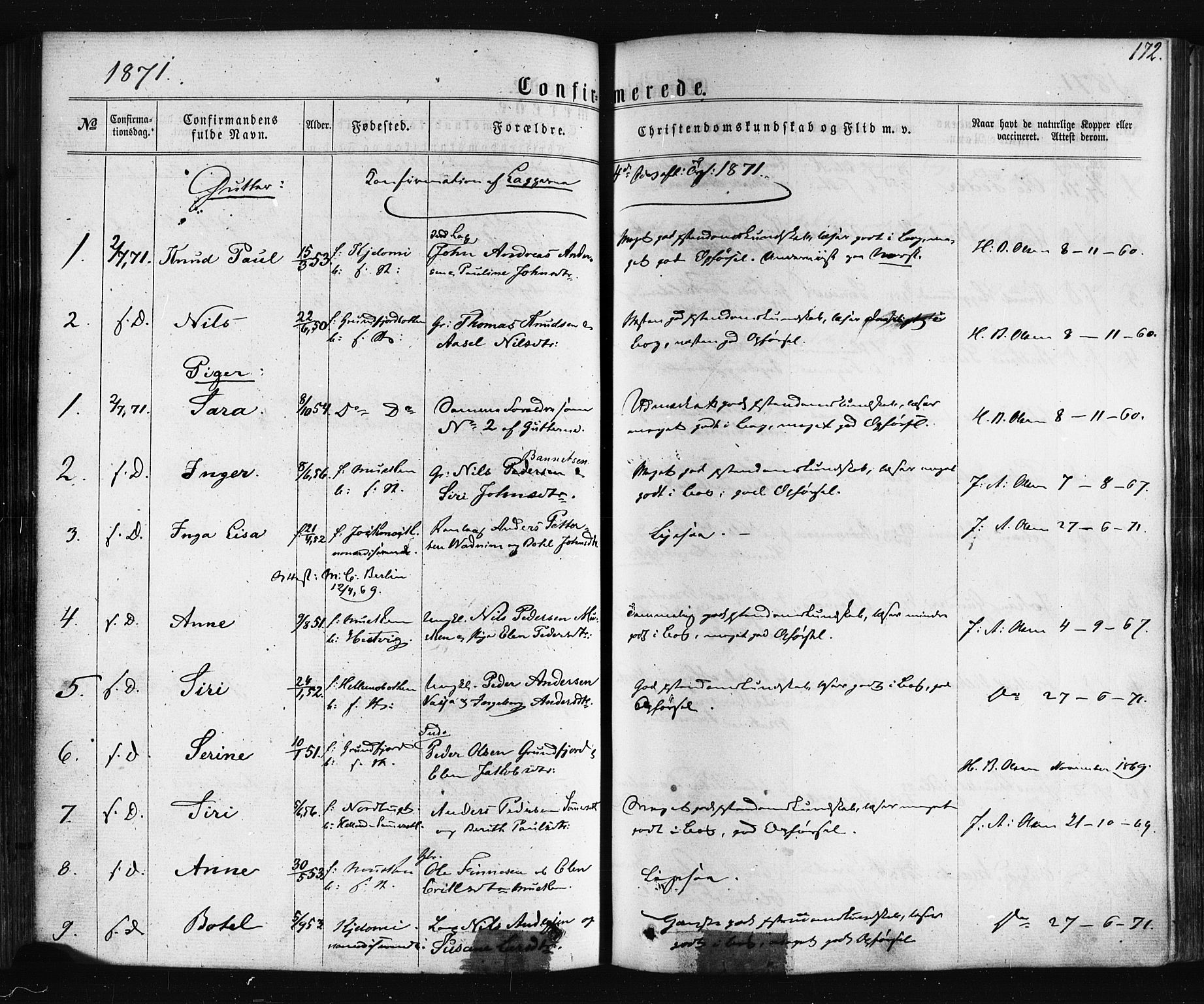 Ministerialprotokoller, klokkerbøker og fødselsregistre - Nordland, AV/SAT-A-1459/861/L0867: Parish register (official) no. 861A02, 1864-1878, p. 172