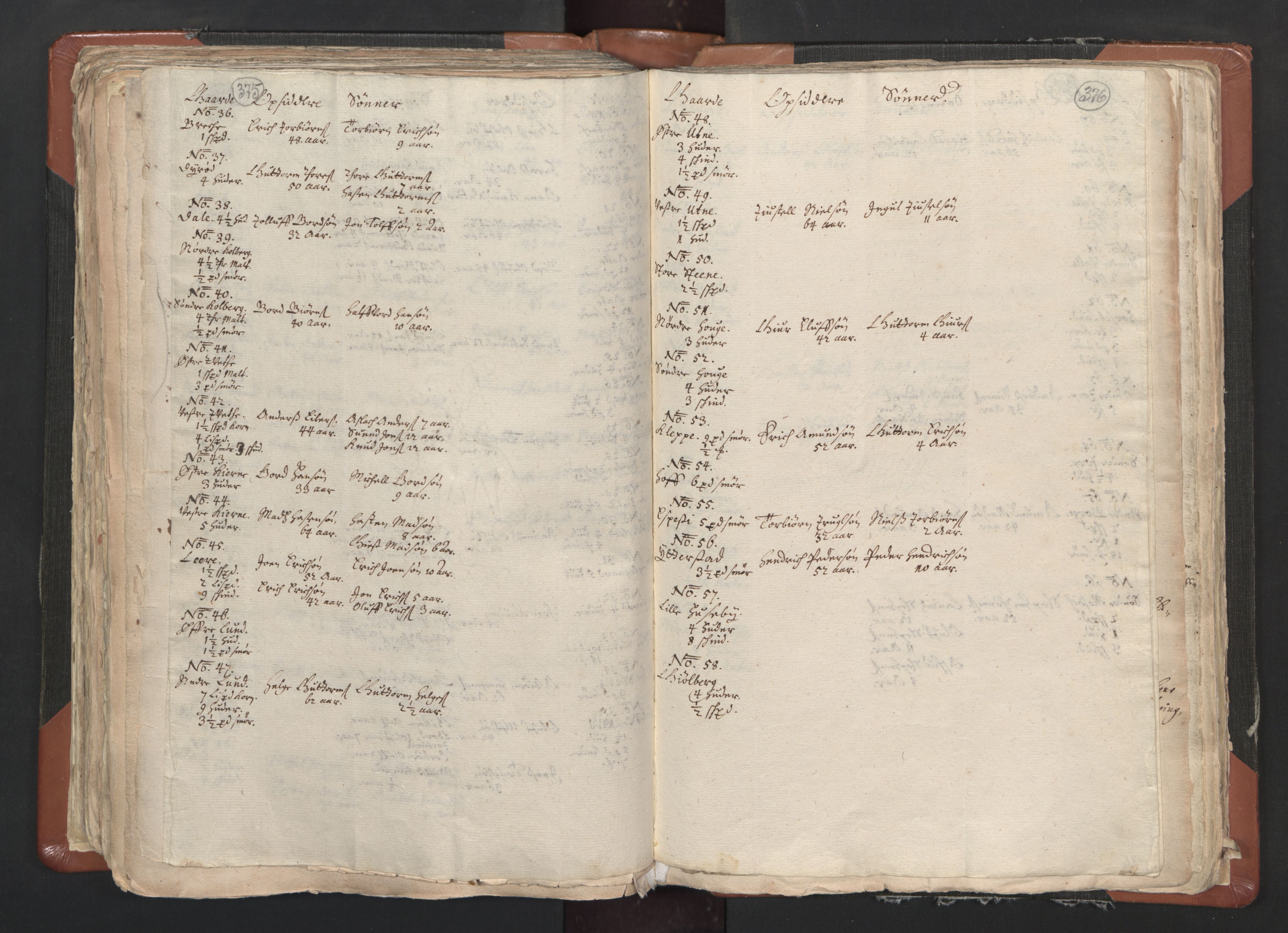 RA, Vicar's Census 1664-1666, no. 1: Nedre Borgesyssel deanery, 1664-1666, p. 375-376