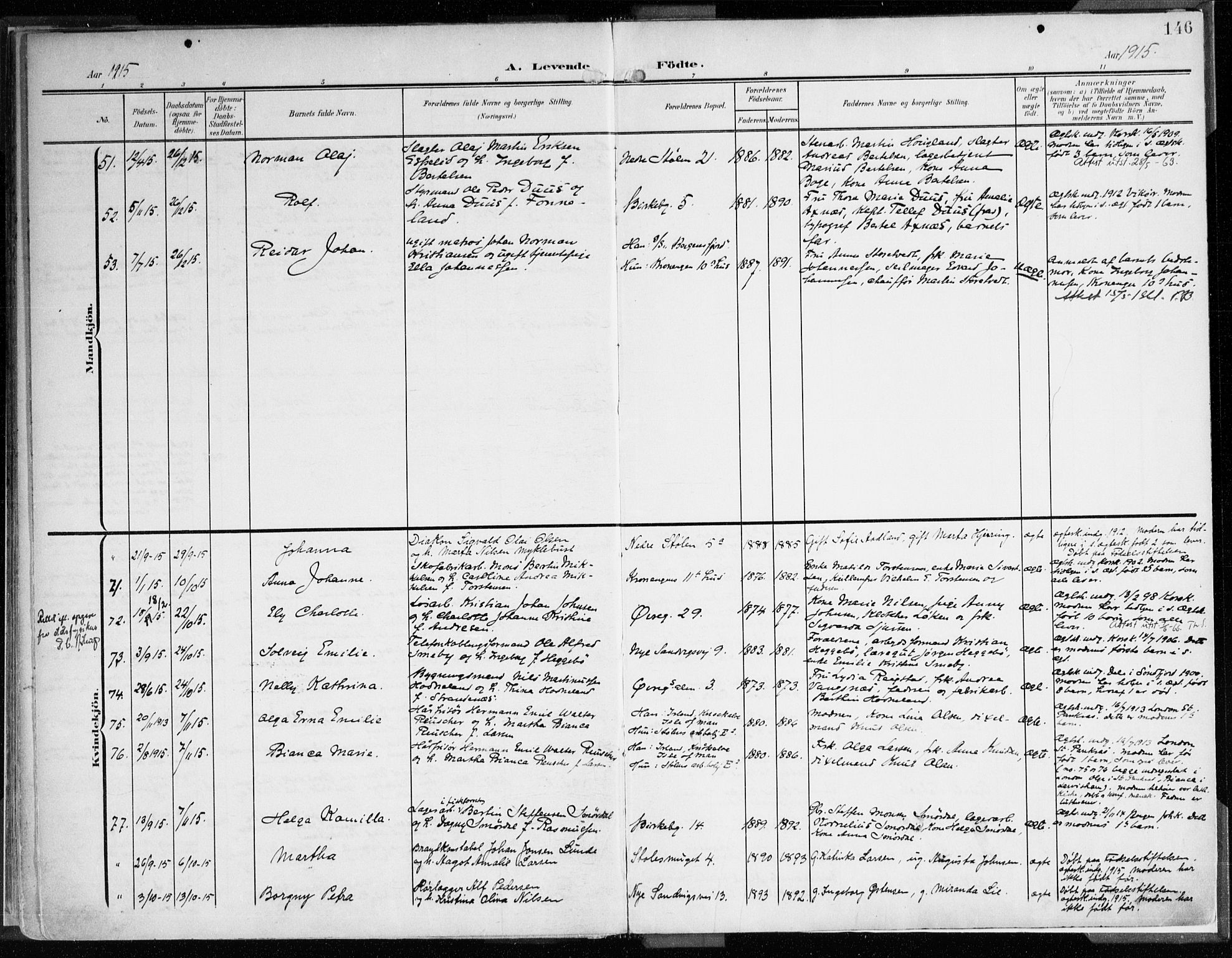 Mariakirken Sokneprestembete, AV/SAB-A-76901/H/Haa/L0010: Parish register (official) no. B 1, 1901-1915, p. 146