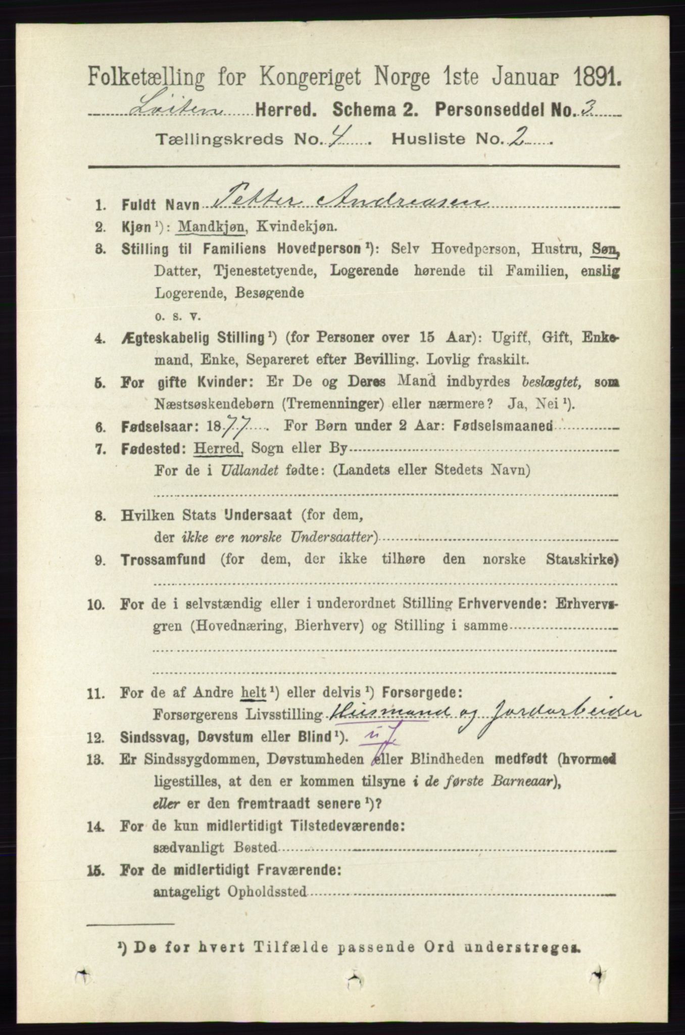 RA, 1891 census for 0415 Løten, 1891, p. 2788