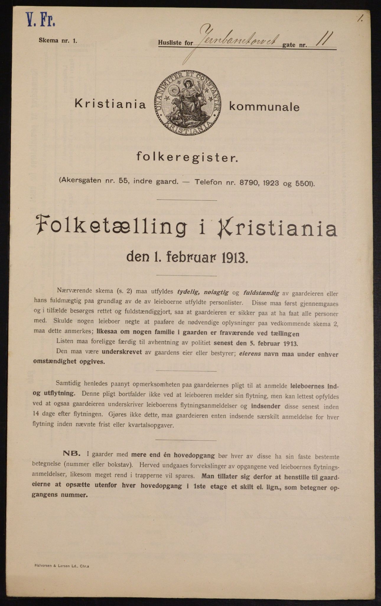 OBA, Municipal Census 1913 for Kristiania, 1913, p. 46721