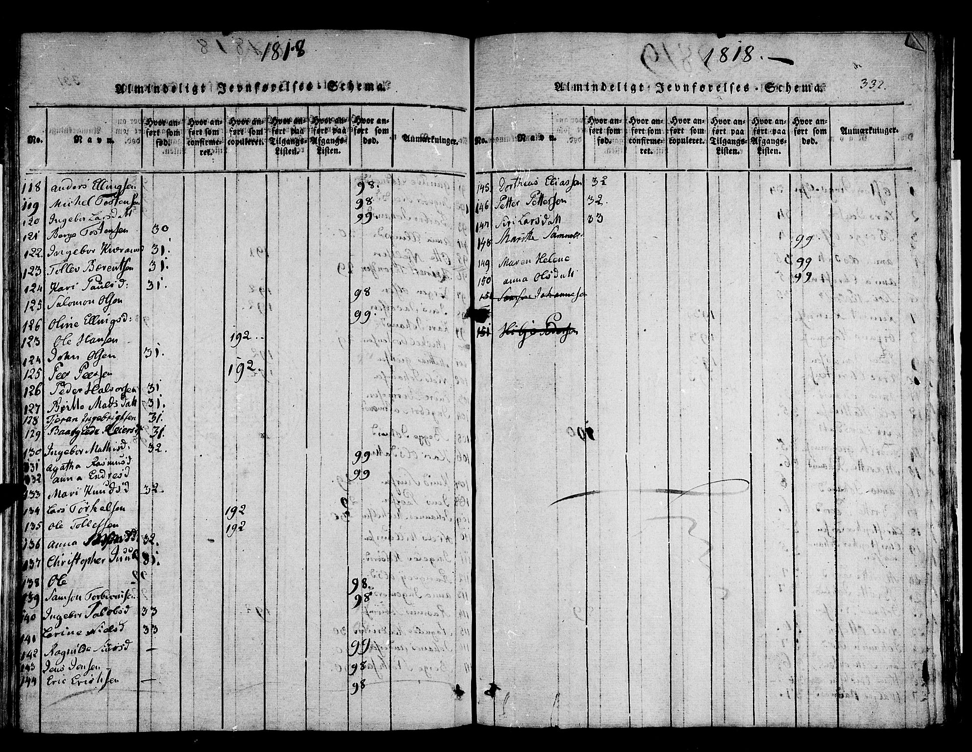 Stord sokneprestembete, AV/SAB-A-78201/H/Haa: Parish register (official) no. A 5, 1816-1825, p. 332