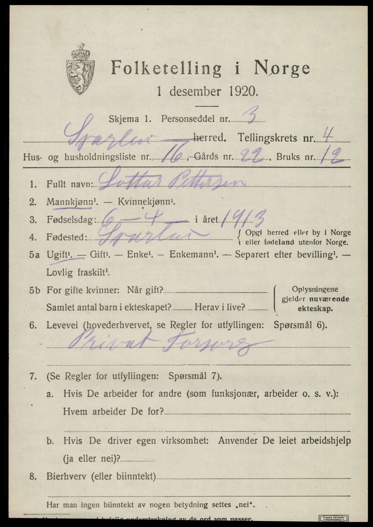 SAT, 1920 census for Sparbu, 1920, p. 5357