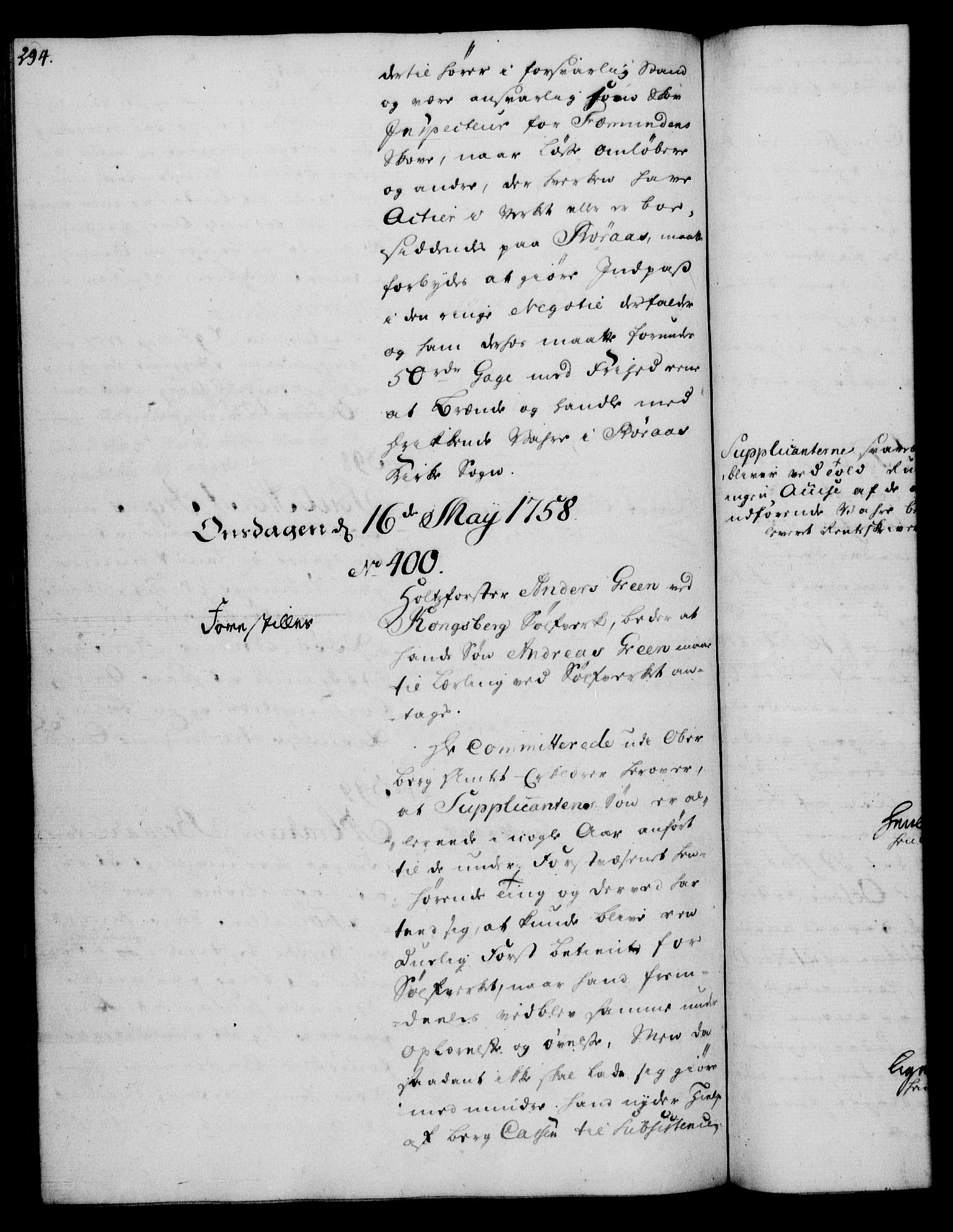 Rentekammeret, Kammerkanselliet, RA/EA-3111/G/Gh/Gha/L0034: Norsk ekstraktmemorialprotokoll (merket RK 53.79), 1756-1759, p. 294