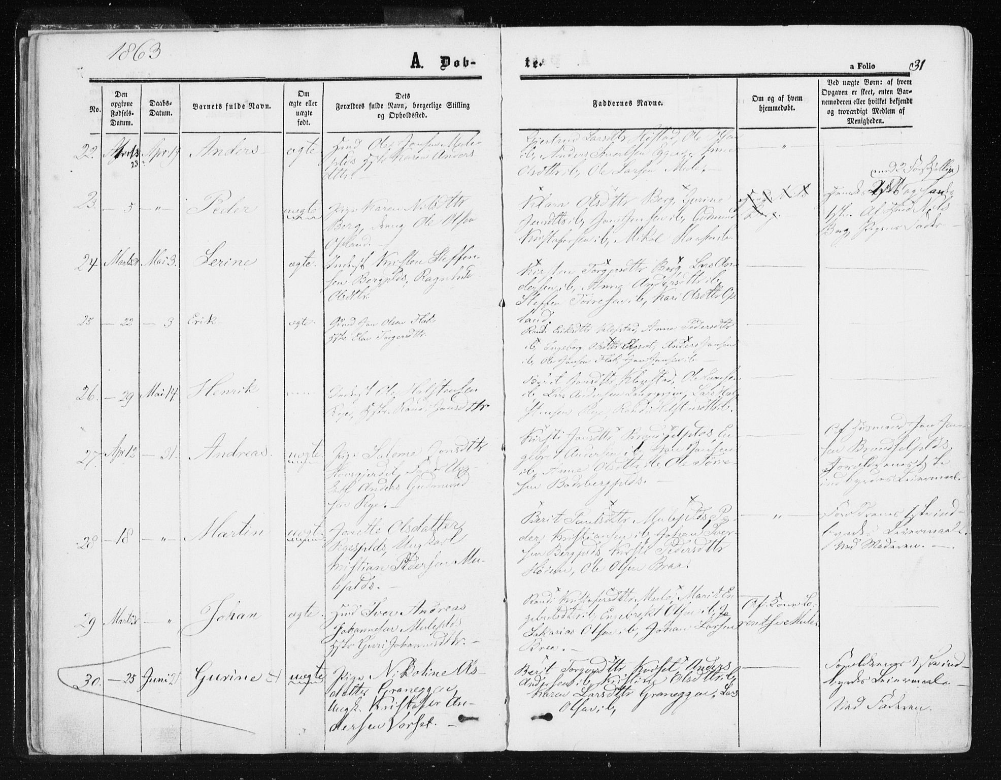 Ministerialprotokoller, klokkerbøker og fødselsregistre - Sør-Trøndelag, AV/SAT-A-1456/612/L0377: Parish register (official) no. 612A09, 1859-1877, p. 31