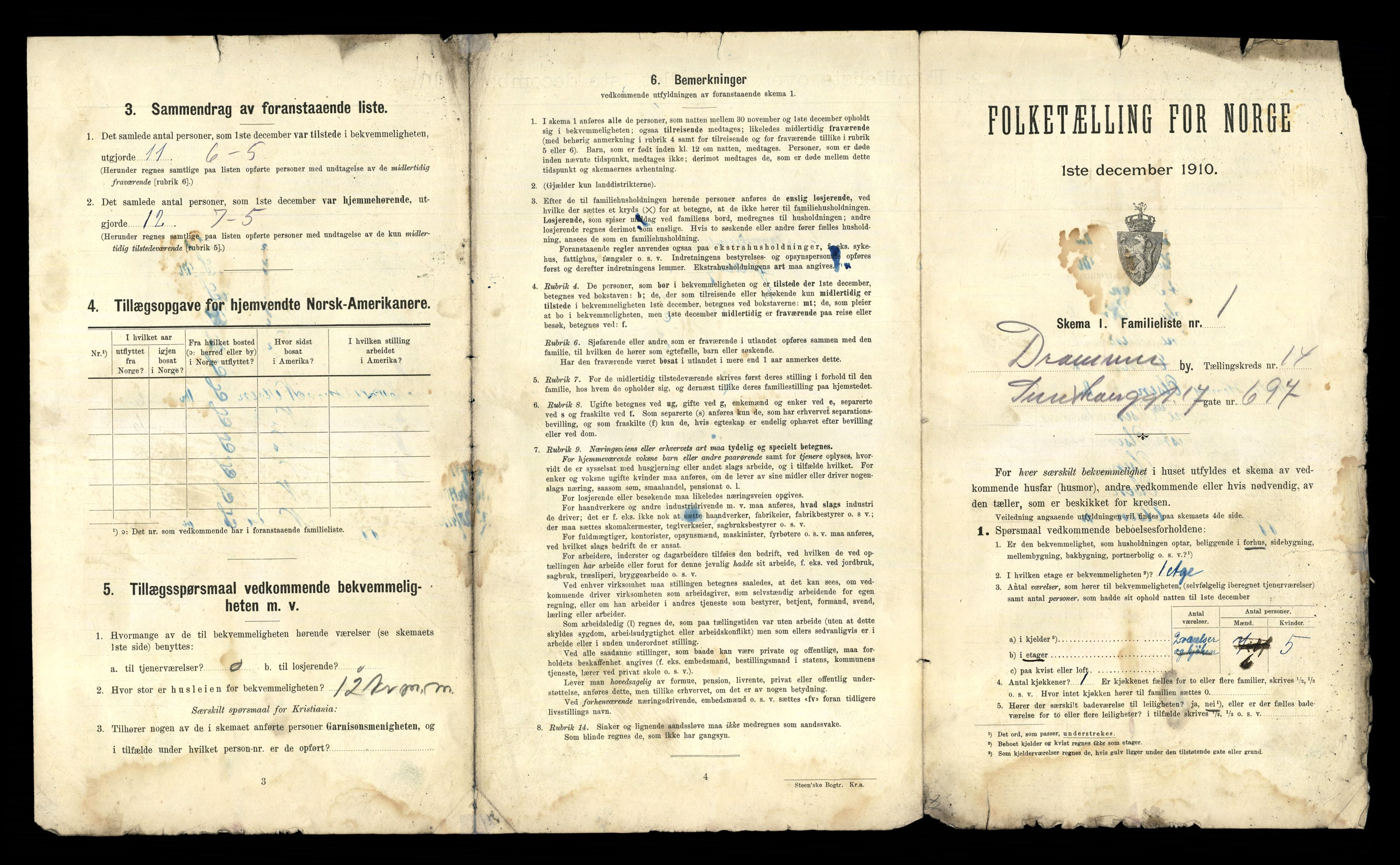 RA, 1910 census for Drammen, 1910, p. 9122