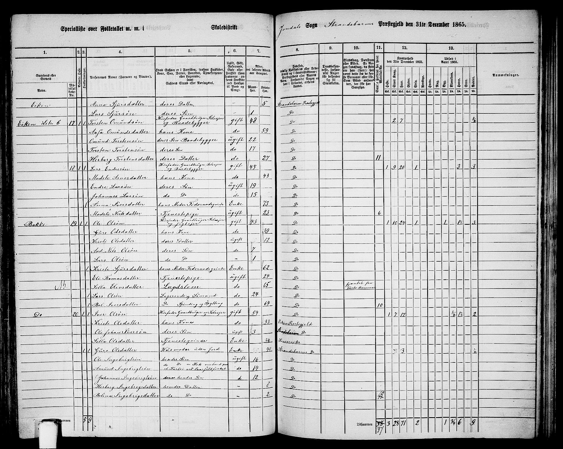 RA, 1865 census for Strandebarm, 1865, p. 149