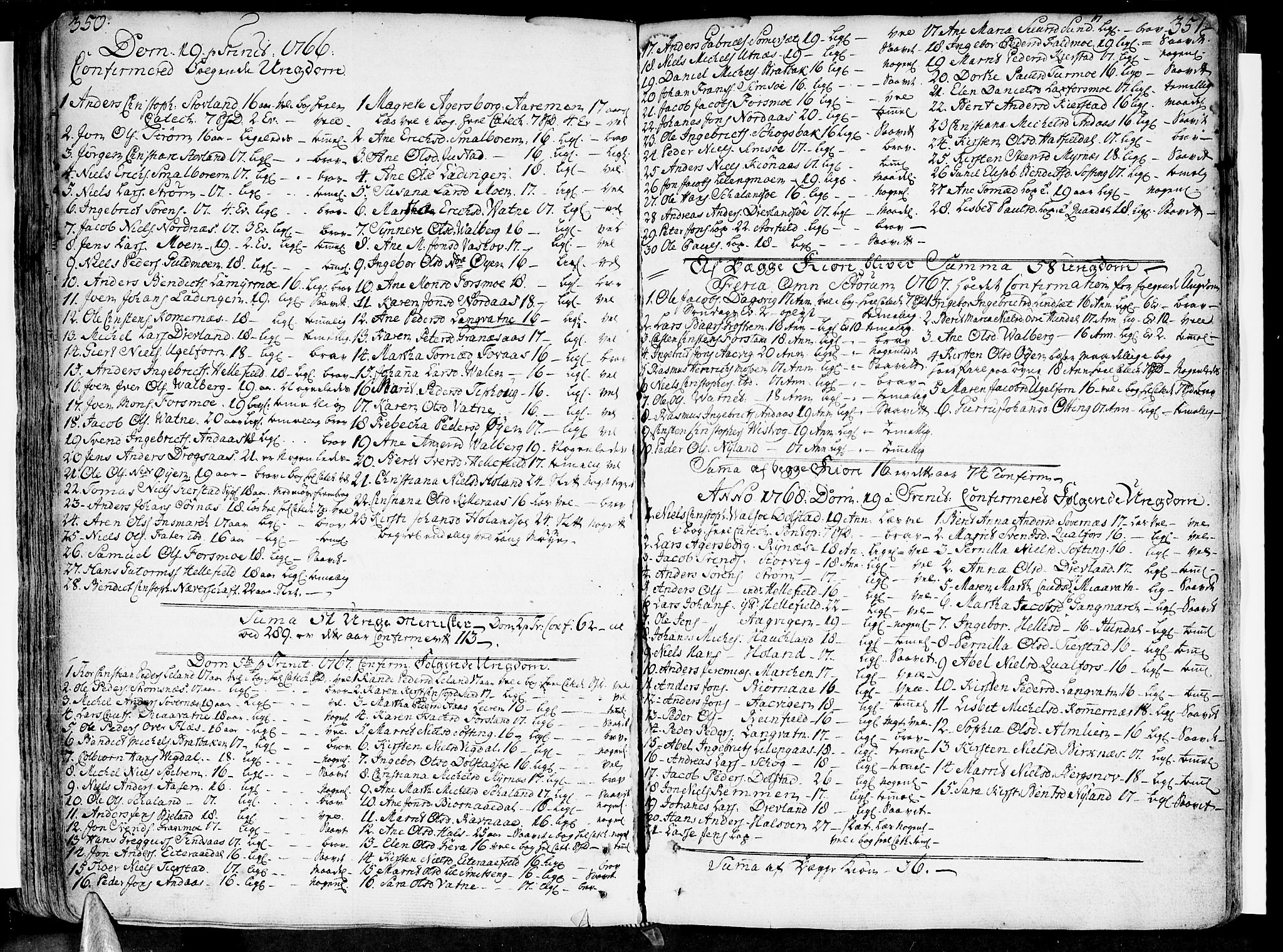 Ministerialprotokoller, klokkerbøker og fødselsregistre - Nordland, SAT/A-1459/820/L0285: Parish register (official) no. 820A06, 1753-1778, p. 350-351