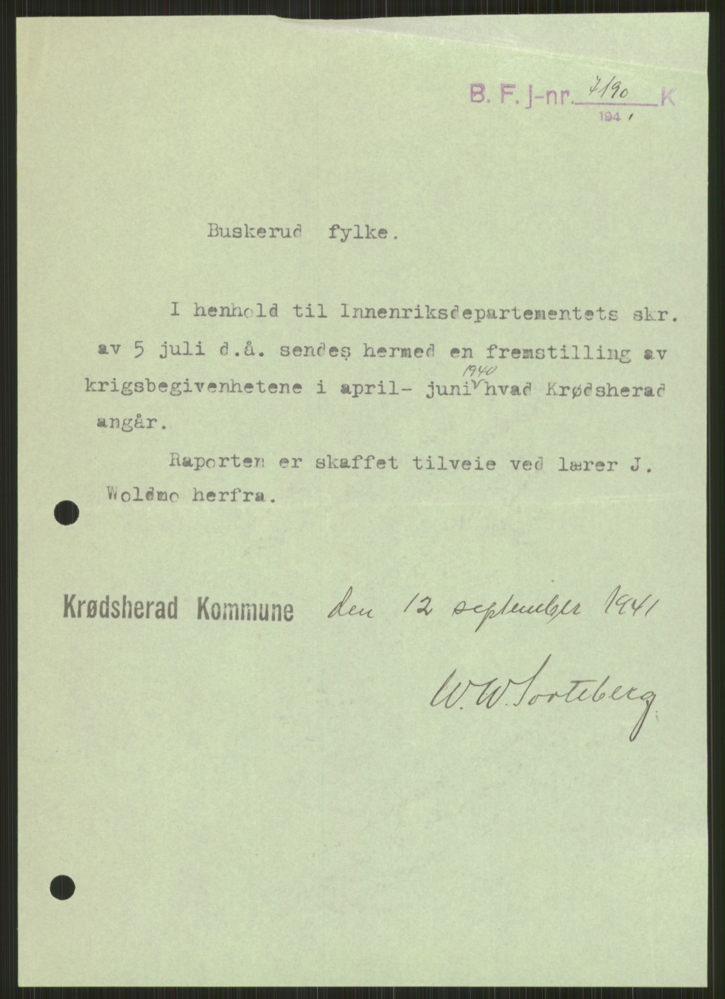 Forsvaret, Forsvarets krigshistoriske avdeling, AV/RA-RAFA-2017/Y/Ya/L0014: II-C-11-31 - Fylkesmenn.  Rapporter om krigsbegivenhetene 1940., 1940, p. 405