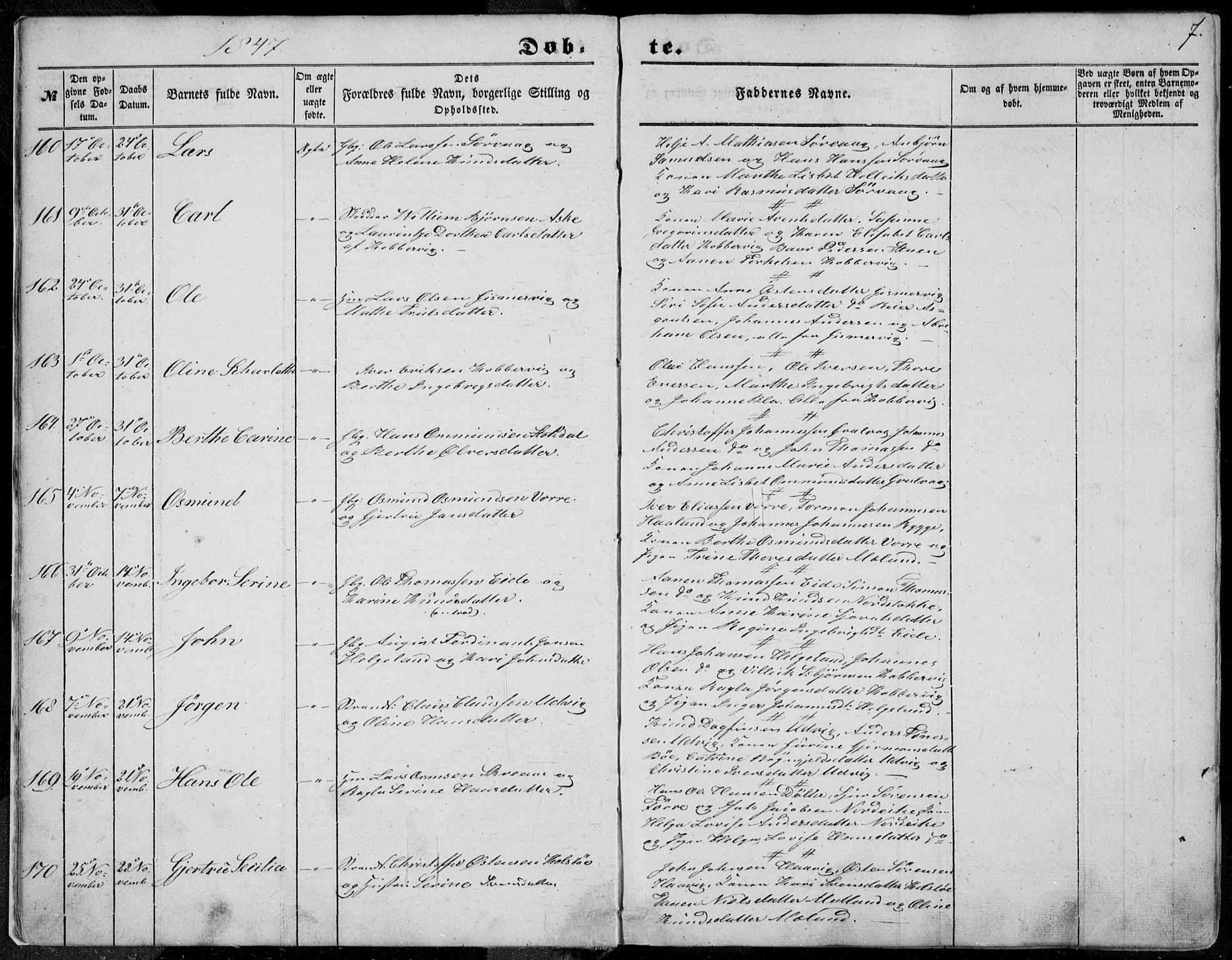 Avaldsnes sokneprestkontor, SAST/A -101851/H/Ha/Haa/L0008: Parish register (official) no. A 8, 1847-1857, p. 7