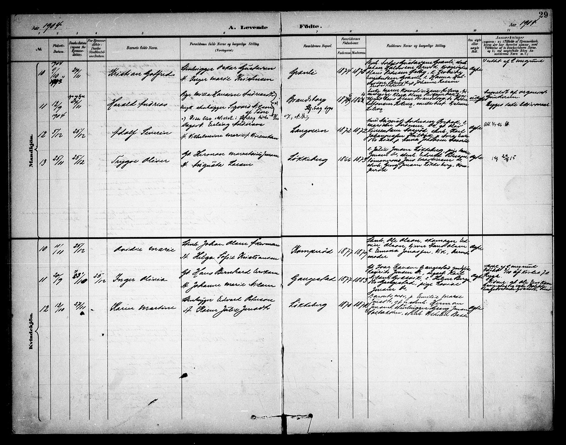 Skjeberg prestekontor Kirkebøker, AV/SAO-A-10923/F/Fb/L0002: Parish register (official) no. II 2, 1895-1910, p. 29