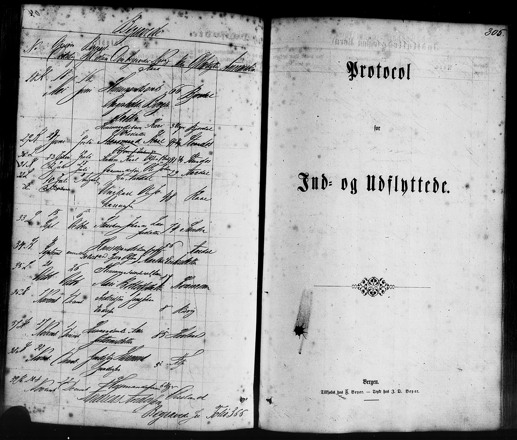 Lavik sokneprestembete, SAB/A-80901: Parish register (official) no. A 4, 1864-1881, p. 305