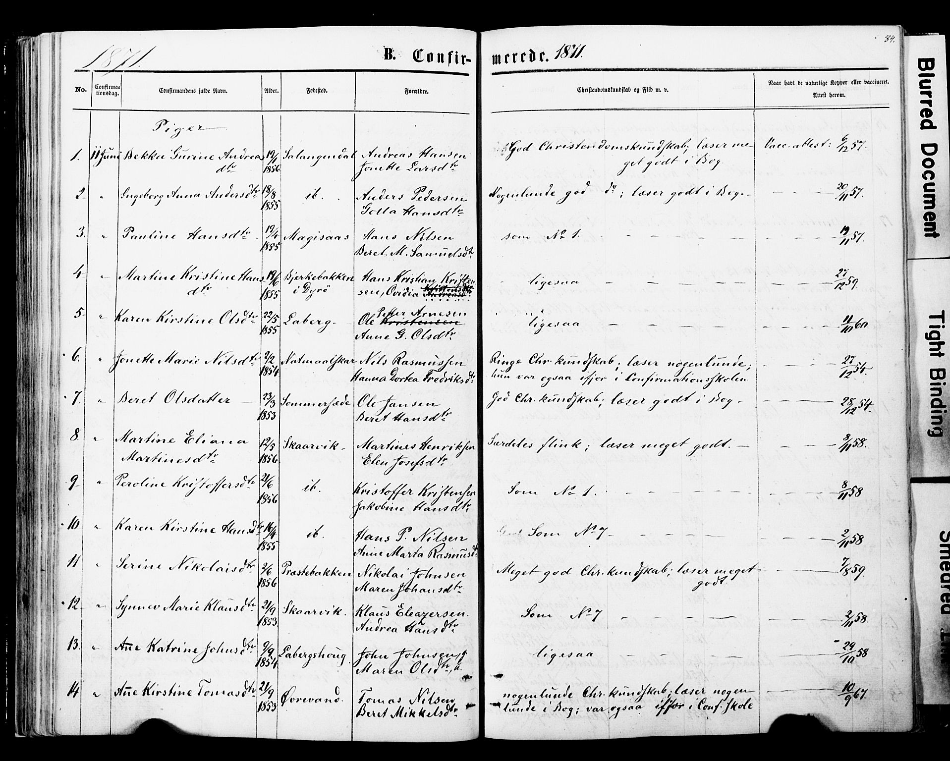 Ibestad sokneprestembete, SATØ/S-0077/H/Ha/Haa/L0013kirke: Parish register (official) no. 13, 1865-1879, p. 84