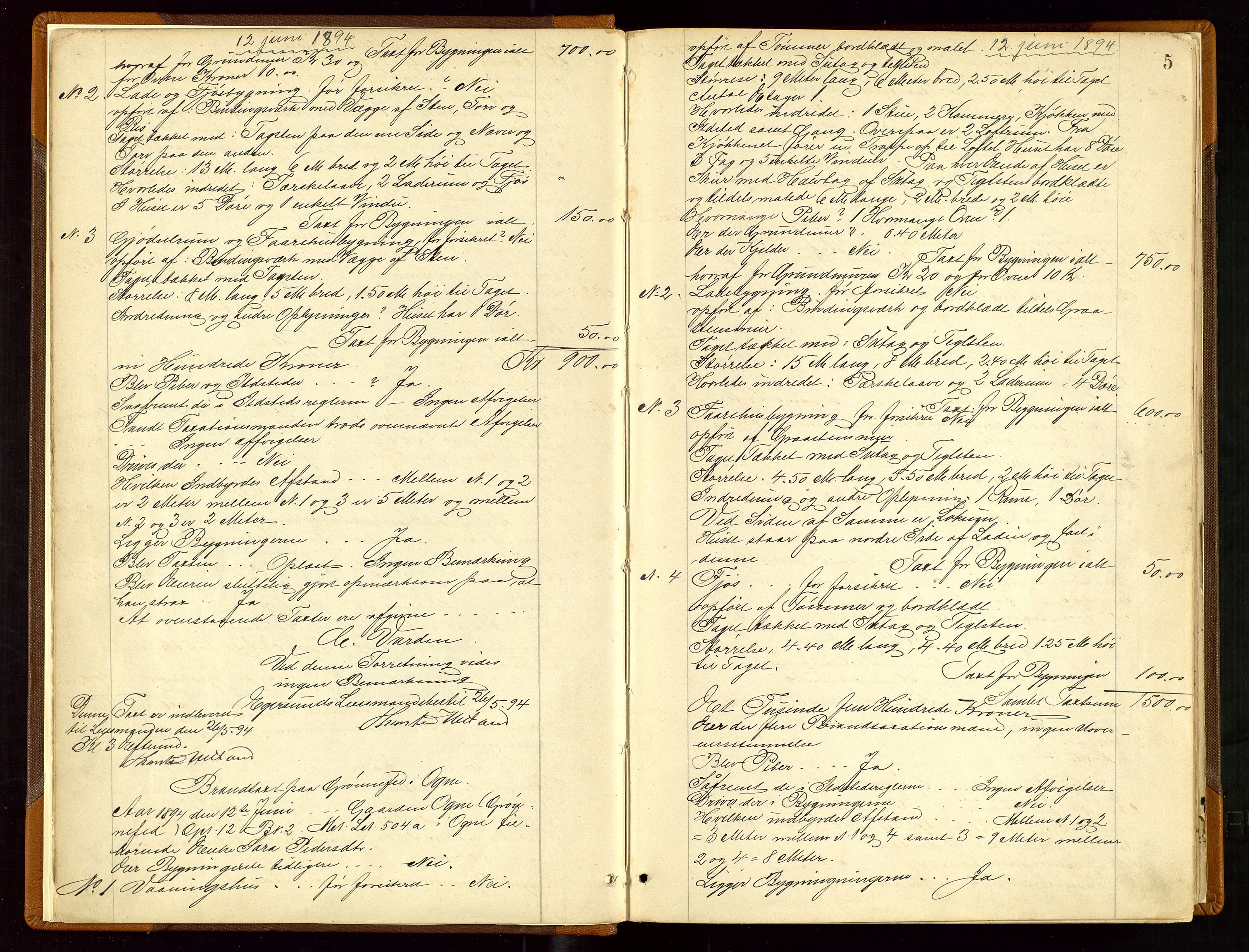 Eigersund lensmannskontor, AV/SAST-A-100171/Goa/L0004: "Brandtakst-Protokol", 1893-1920, p. 4b-5a