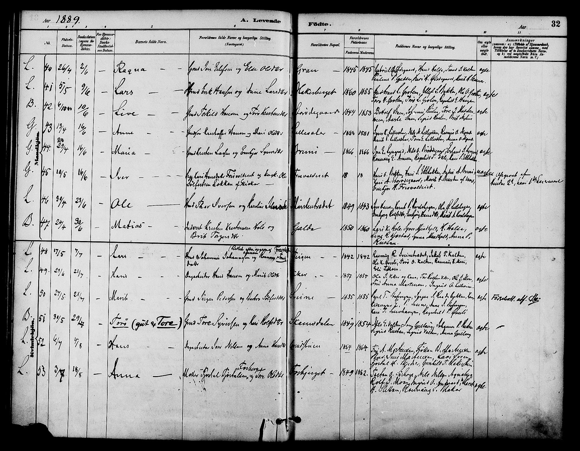 Lom prestekontor, AV/SAH-PREST-070/K/L0008: Parish register (official) no. 8, 1885-1898, p. 32