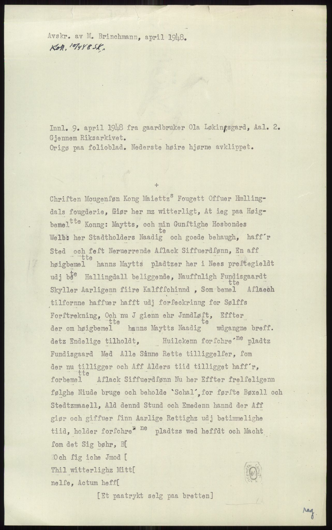 Samlinger til kildeutgivelse, Diplomavskriftsamlingen, AV/RA-EA-4053/H/Ha, p. 1208