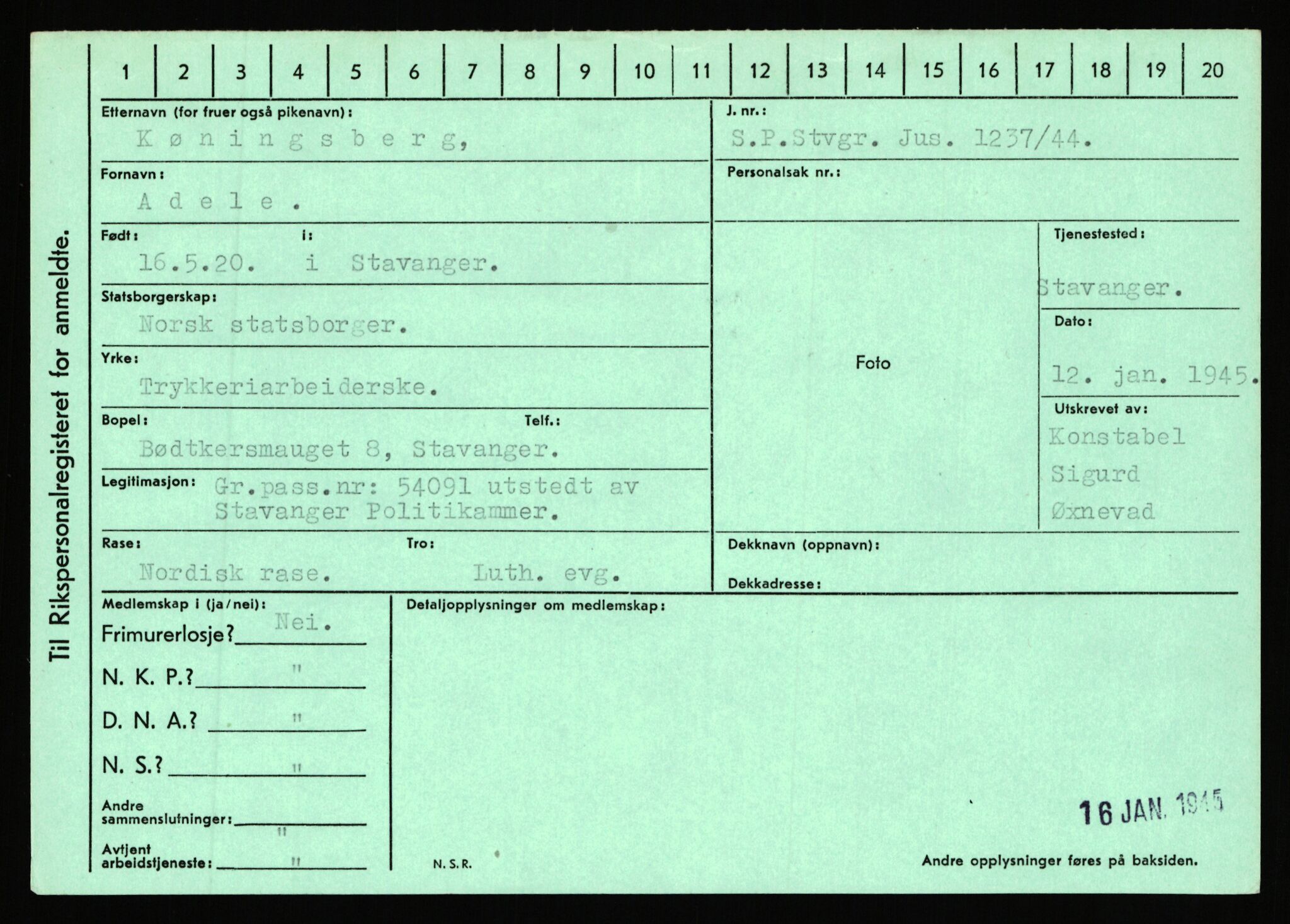 Statspolitiet - Hovedkontoret / Osloavdelingen, AV/RA-S-1329/C/Ca/L0009: Knutsen - Limstrand, 1943-1945, p. 2474