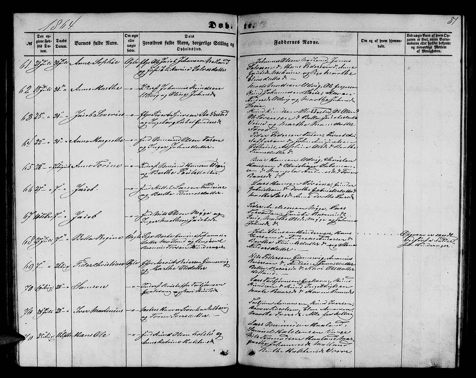 Avaldsnes sokneprestkontor, AV/SAST-A -101851/H/Ha/Hab/L0003: Parish register (copy) no. B 3, 1857-1871, p. 87
