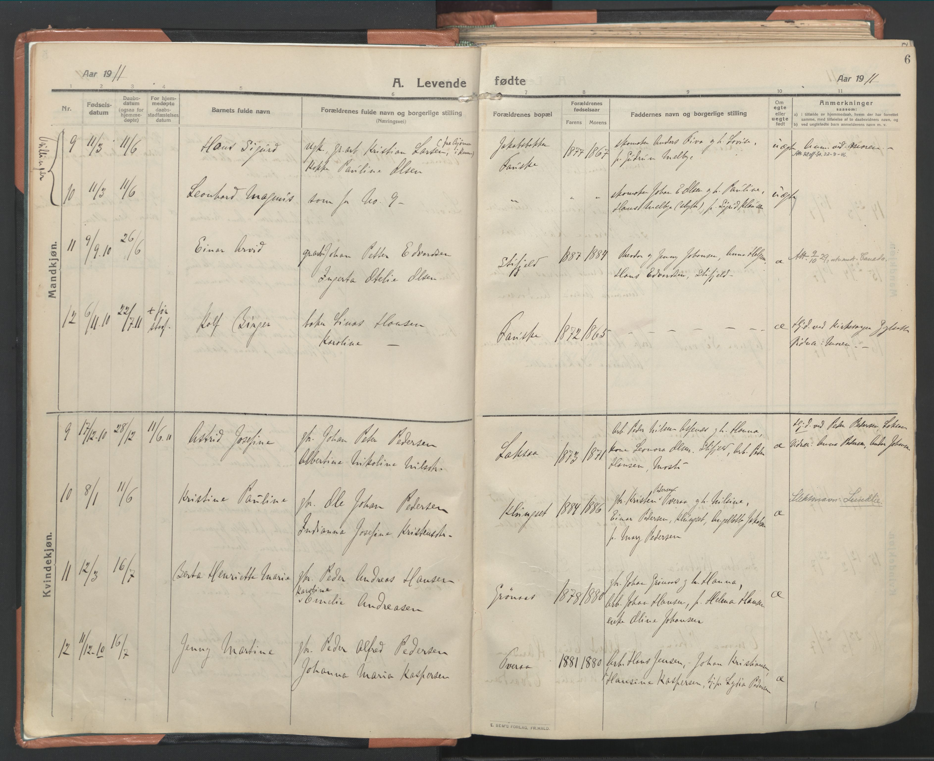 Ministerialprotokoller, klokkerbøker og fødselsregistre - Nordland, AV/SAT-A-1459/849/L0698: Parish register (official) no. 849A09, 1911-1924, p. 6