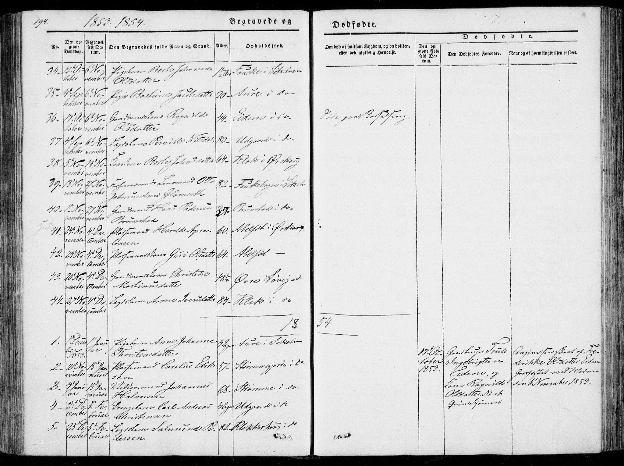 Ministerialprotokoller, klokkerbøker og fødselsregistre - Møre og Romsdal, SAT/A-1454/522/L0313: Parish register (official) no. 522A08, 1852-1862, p. 194