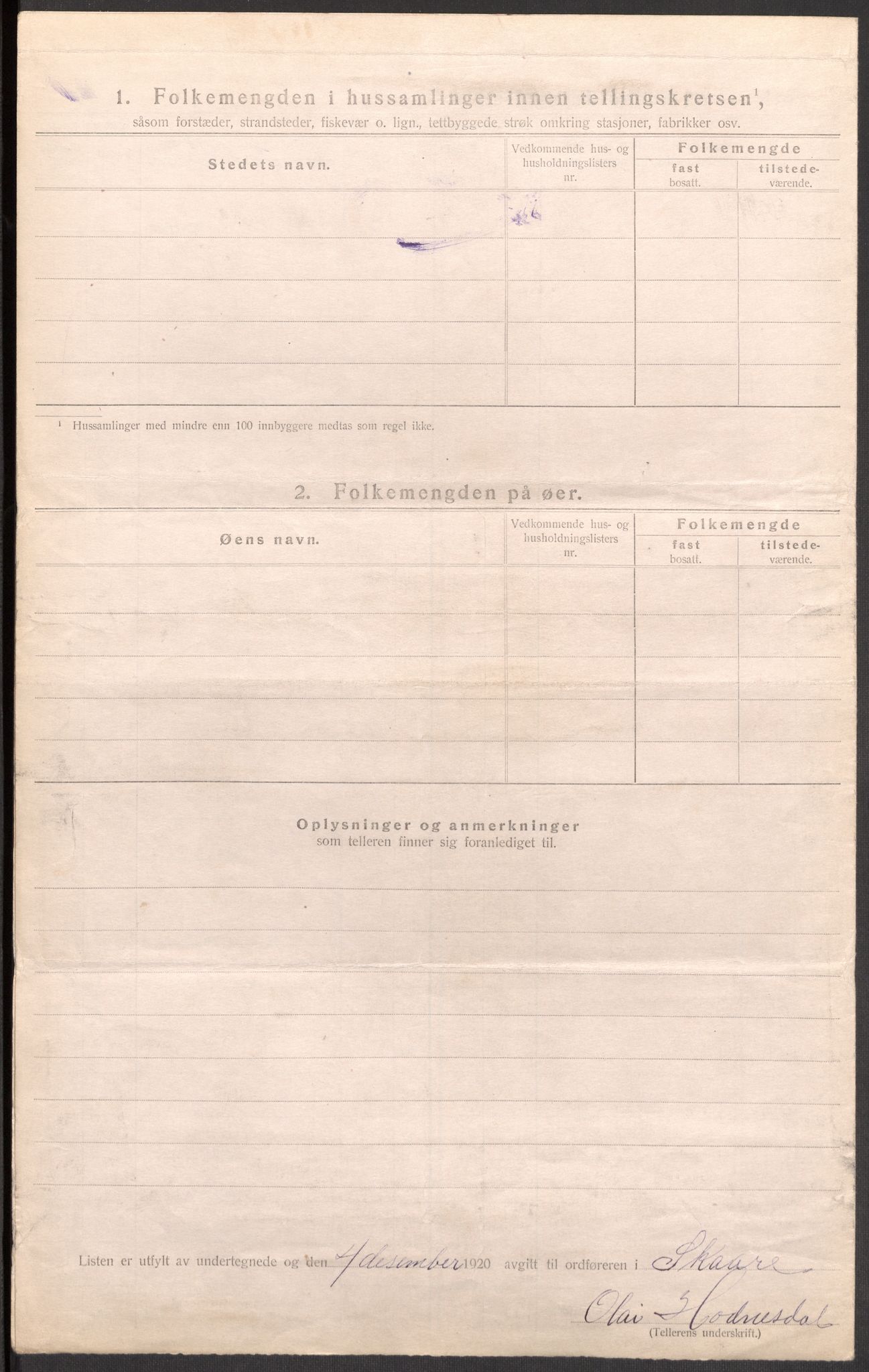 SAST, 1920 census for Skåre, 1920, p. 13